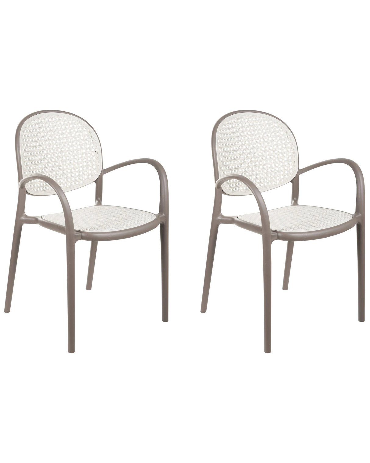 Set of 2 Dining Chairs Light Brown Plastic Garden Outdoor Kitchen Retro Design Beliani