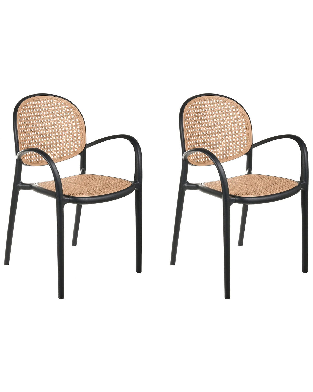 Set of 2 Dining Chairs Black Plastic Garden Outdoor Kitchen Retro Design Beliani
