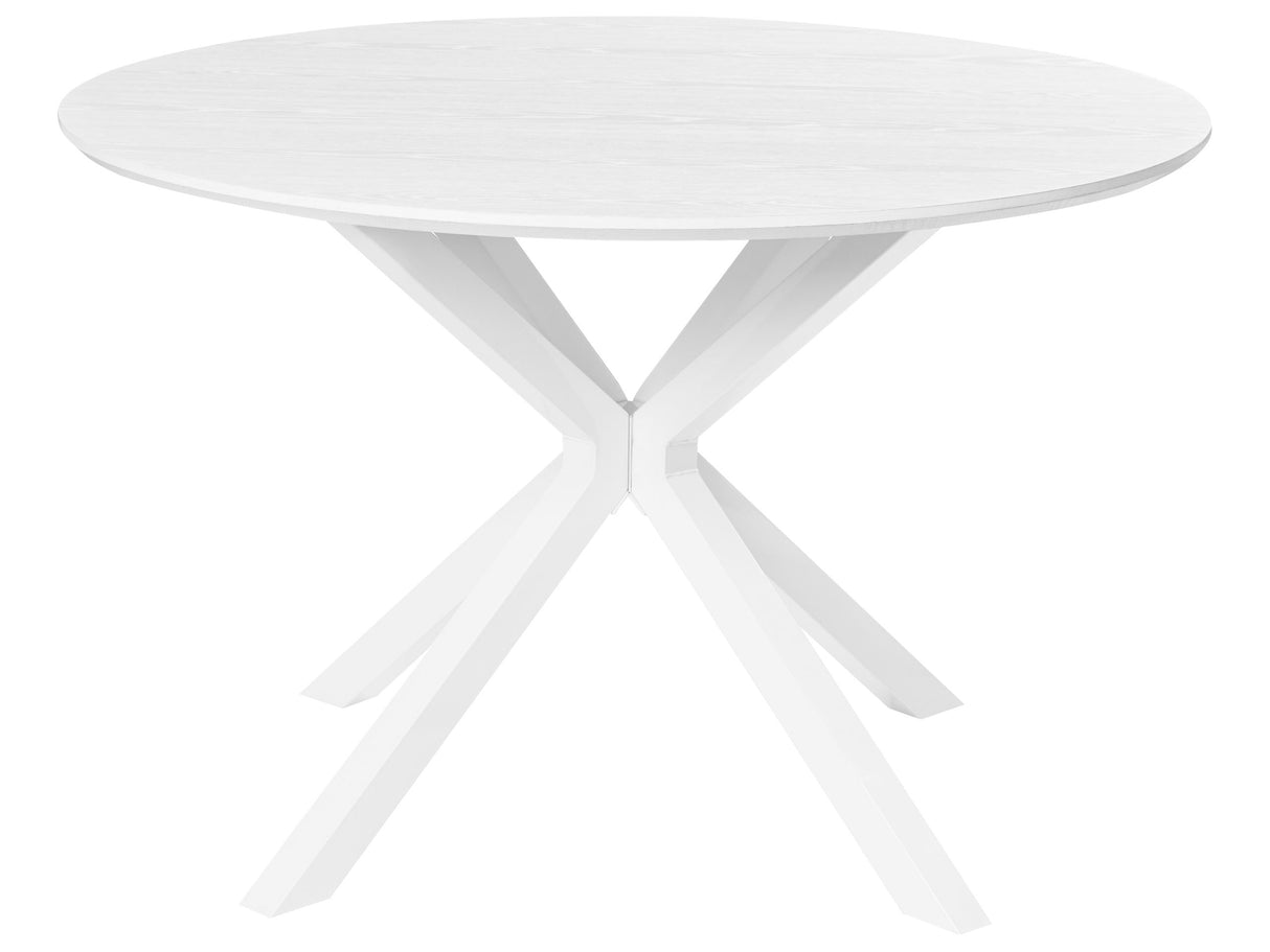 Dining Table White MDF with Metal Frame Legs 120 cm Classic Modern Design Beliani
