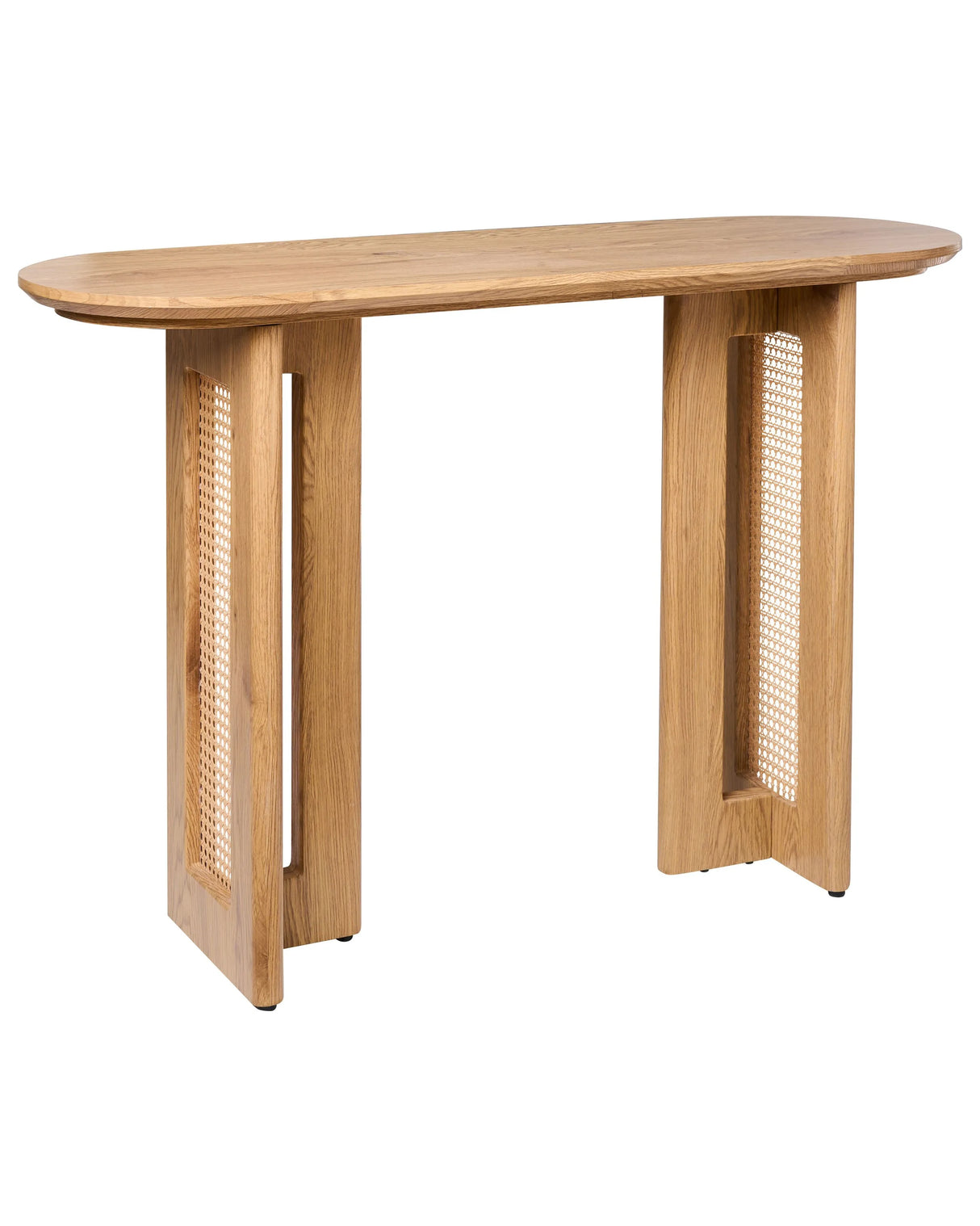 Console Table Light Brown MDF with Rattan Base 120 cm Classic Modern Design Beliani