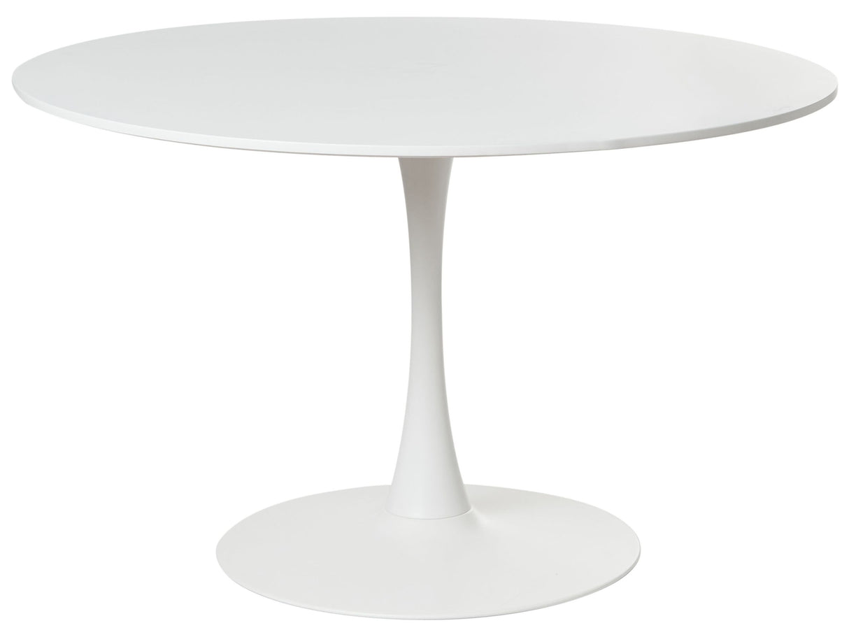 Round Dining Table White MDF Top 120 cm Metal Base 4 Seater Kitchen Beliani