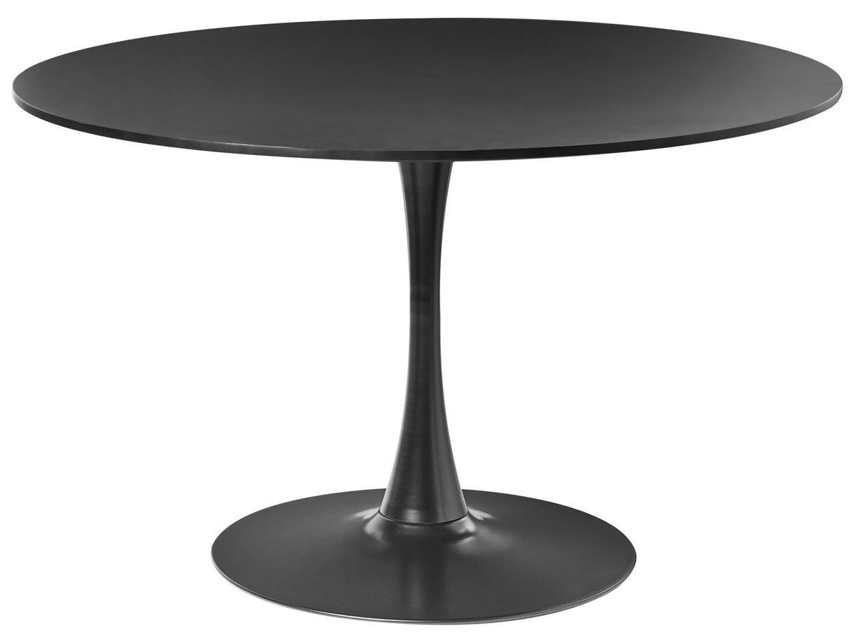 Round Dining Table Black MDF Top 120 cm Metal Base 4 Seater Kitchen Beliani