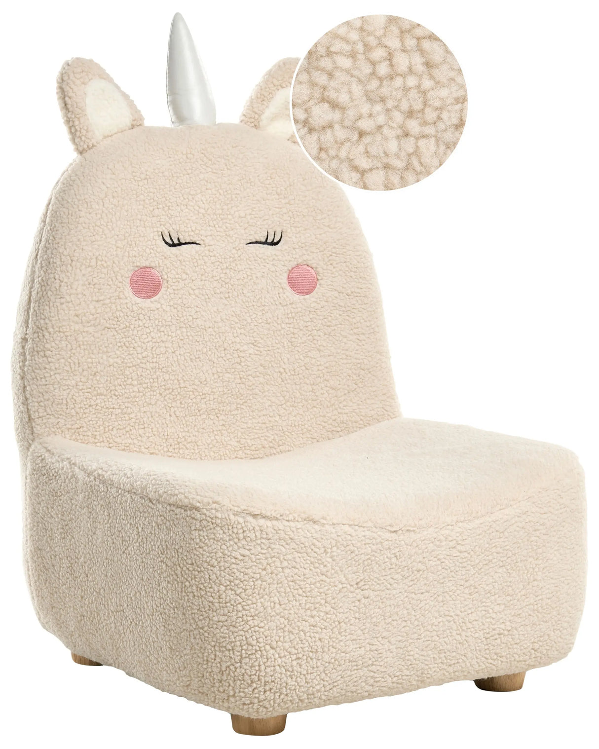 Animal Chair Light Beige Boucle Upholstery Armless Nursery Furniture Seat for Children Modern Design Unicorn Shape Beliani