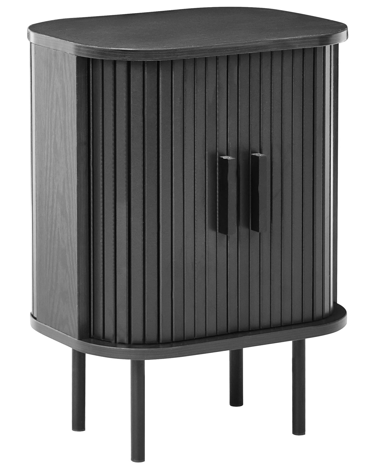 Nightstand Bedside Table Black MDF Metal 40 x 30 cm dulap retro cu ui glisante pentru living Beliani