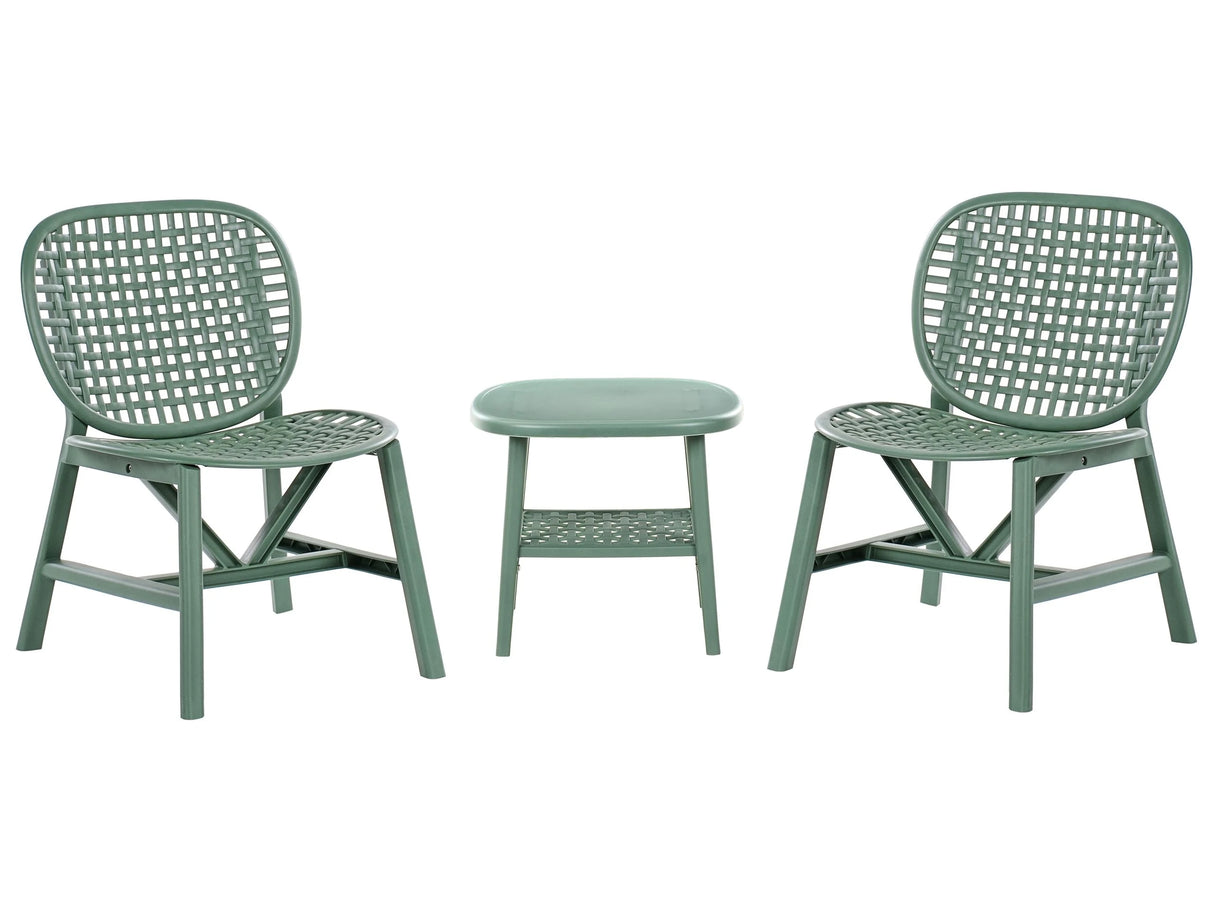 Garden Bistro Set Bar Green Table and Low Chairs Outdoor Set Modern Style Beliani