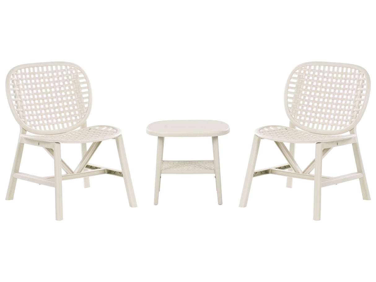 Garden Bistro Set Bar Off-White Table and Low Chairs Outdoor Set Modern Style Beliani