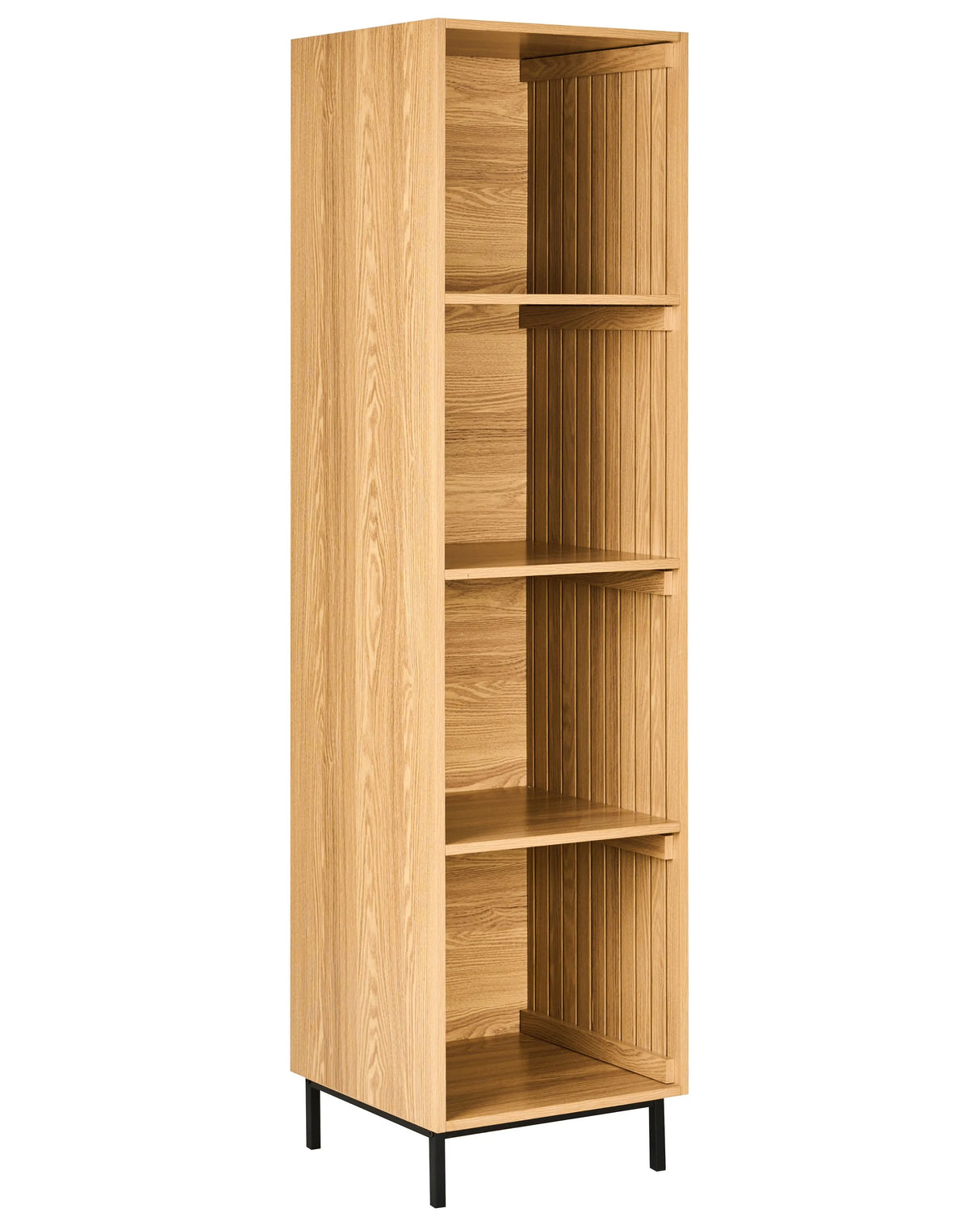 4 Tier Shelving Unit Light Brown Modular Dressing Unit Freestanding Open Shelves Modern for Hallway Bedroom Beliani