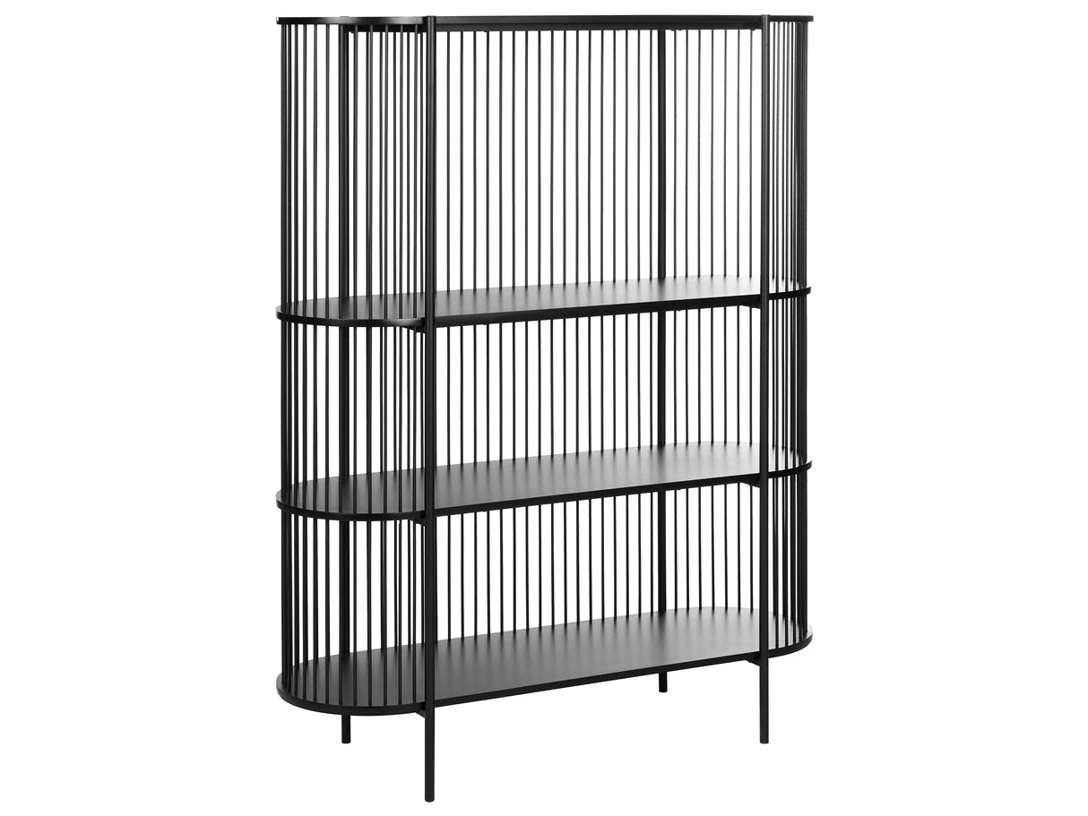 3 Tier Shelving Unit Bookcase Black Freestanding Open Shelves Modern Beliani