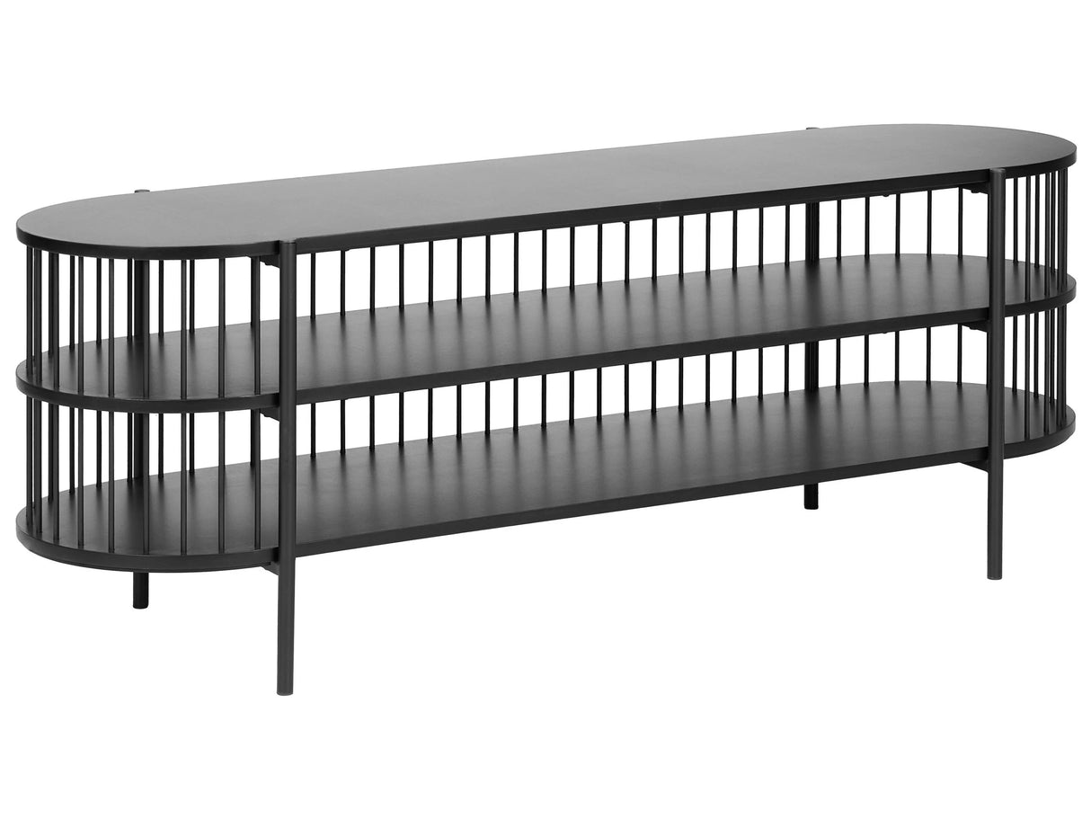 TV Stand Black MDF Modern Living Room 2 Shelves Low TV Shelf Beliani