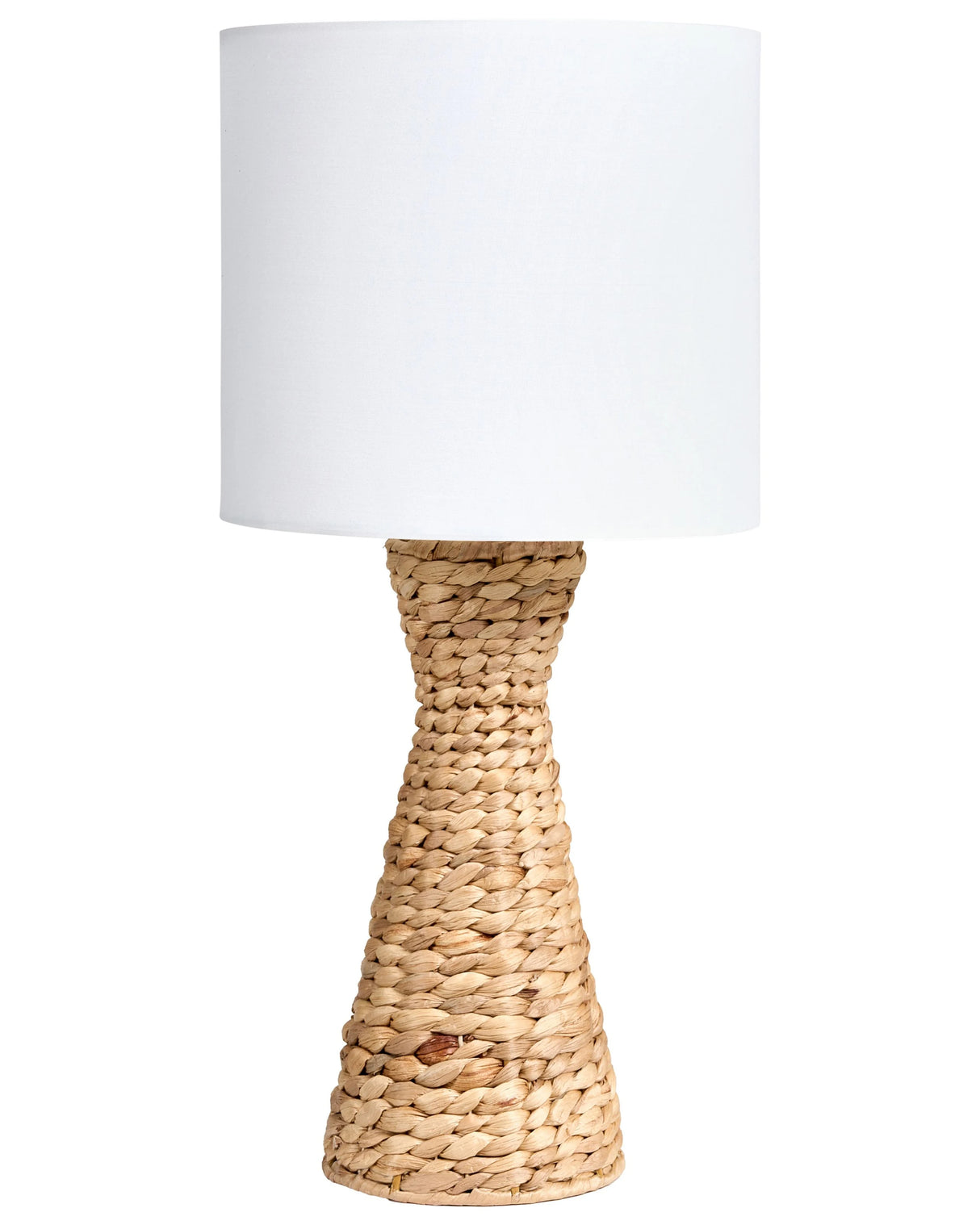 Table Lamp Natural Water Hyacinth Base Fabric White Shade Boho Japandi Coastal Style Beliani