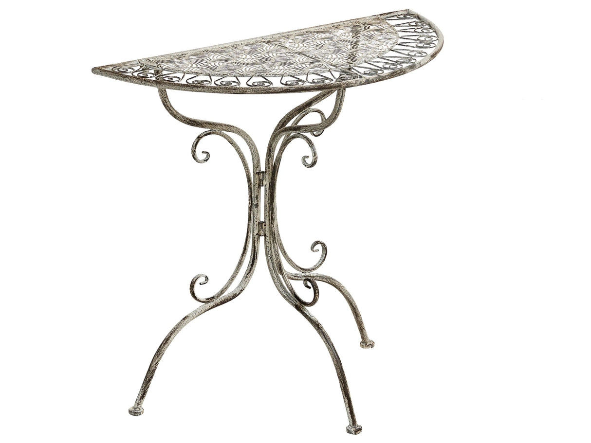 Garden Bistro Table Grey Metal Iron Frame 80 x 36 cm Tabletop Vintage Style Outdoor Beliani