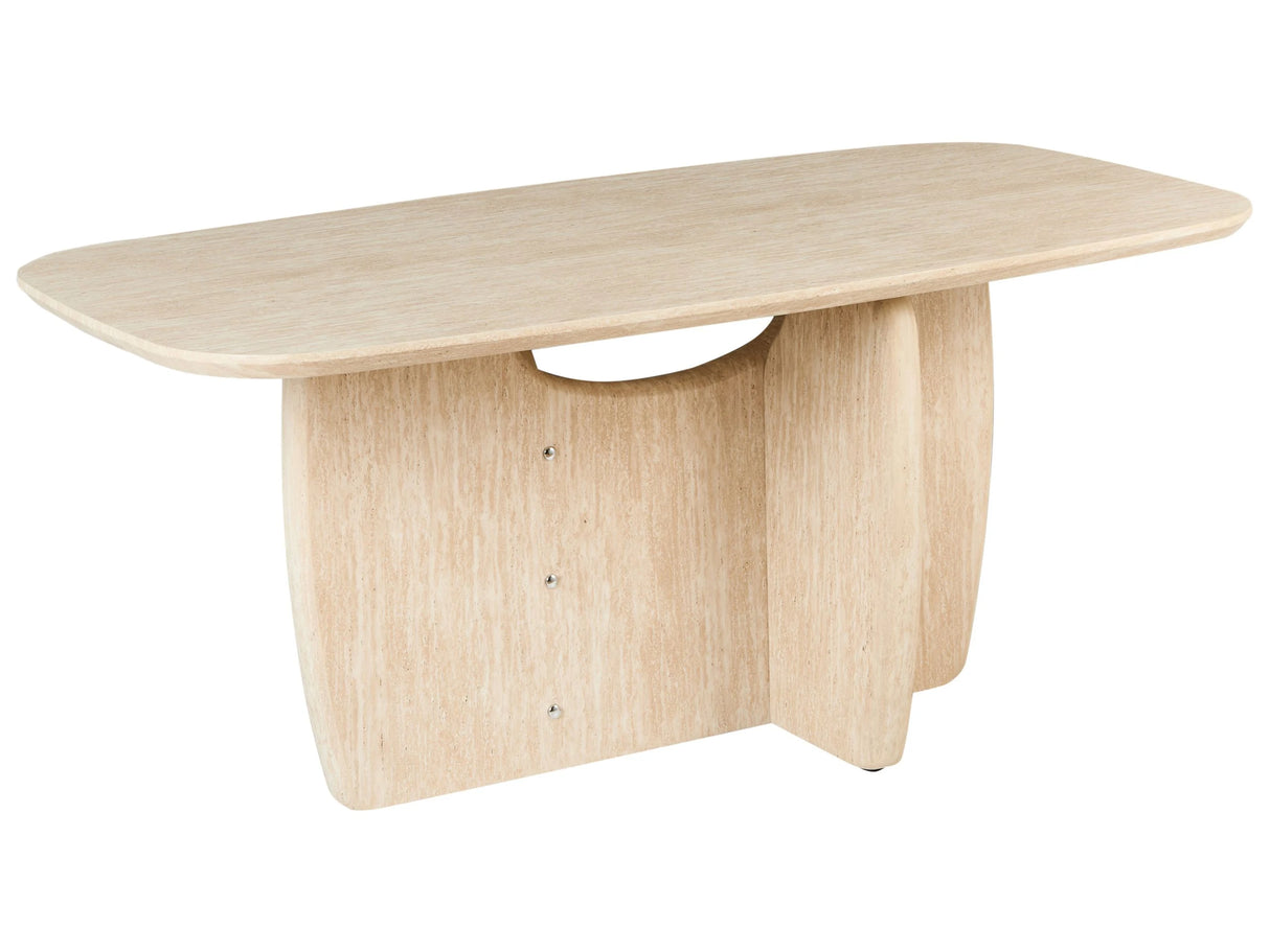 Dining Table Light Brown MDF 180 x 90 cm Rectangular Wide Pedestal Base Dining Room Furniture Minimalist Beliani