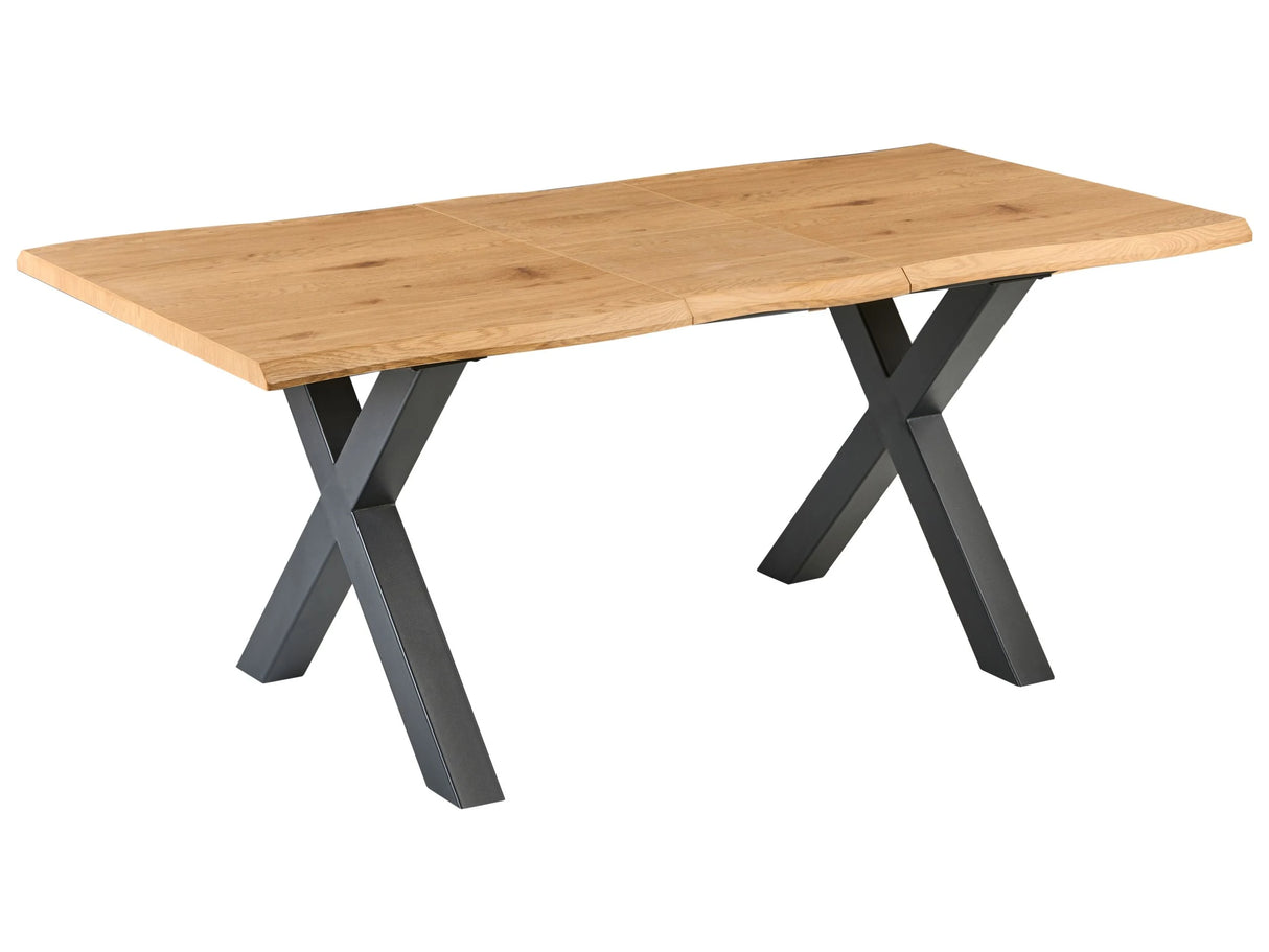 Extending Dining Table Brown MDF Butterfly Tabletop Black Metal Legs 140/180 x 90 cm 4-6 Seat Minimalist Table Beliani