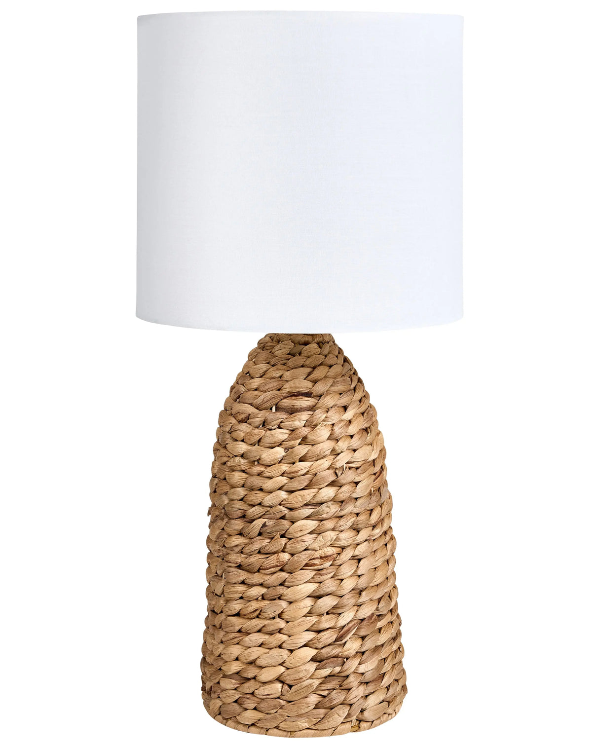 Table Lamp Natural Water Hyacinth Base Fabric White Shade Boho Japandi Coastal Style Beliani