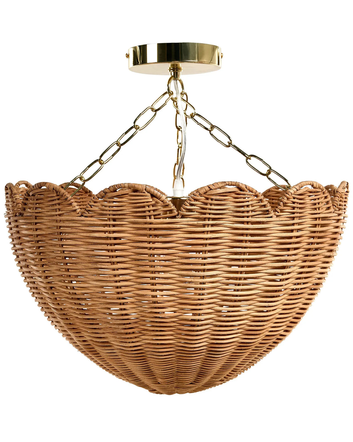 Pendant Lamp Natural Rattan Scallop Edge Flush Mount Vintage Style Light Beliani