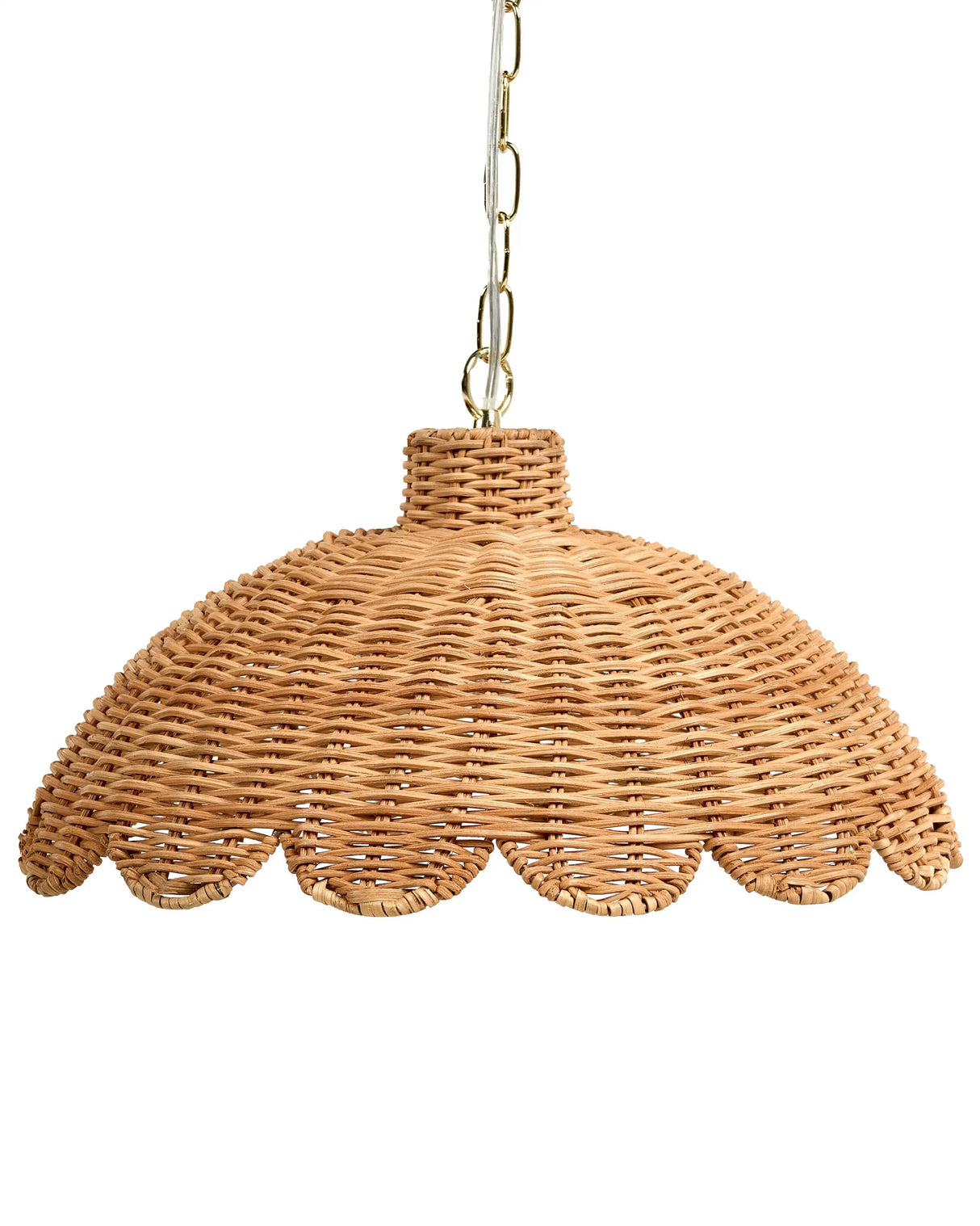 Pendant Lamp Natural Rattan Scallop Edge Flush Mount Vintage Style Light Beliani