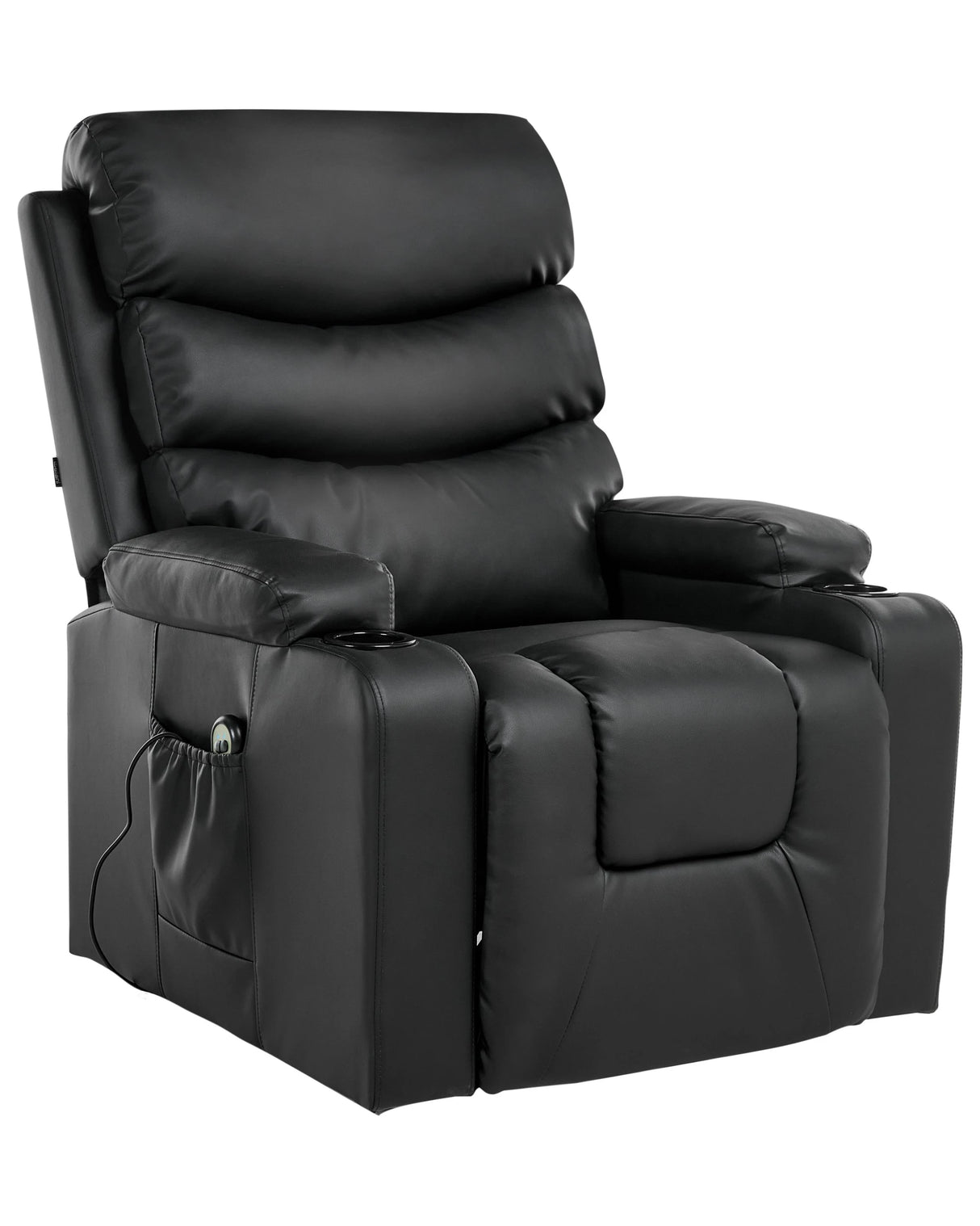 Electric Recliner Armchair Black Faux Leather Upholstered Single Seat with Footrest Lift Function Modern Design Relax Beliani