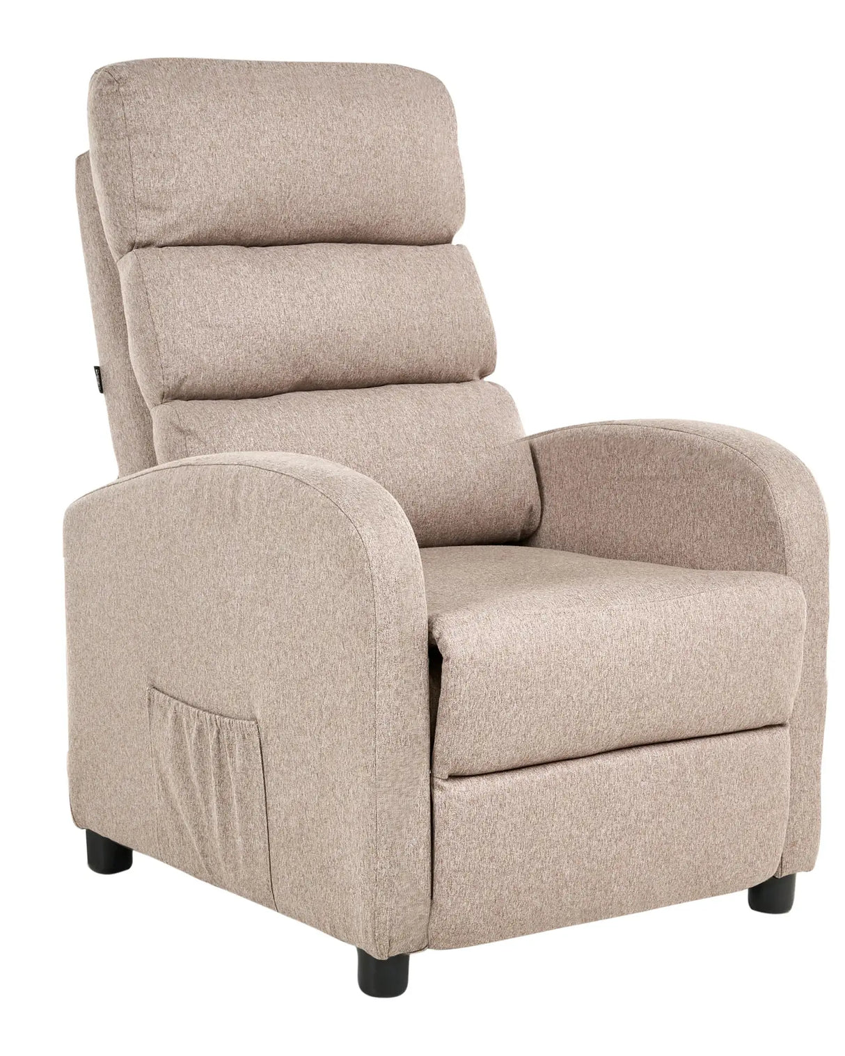Recliner Chair Taupe Fabric Upholstery Push-Back Manually Adjustable Back and Footrest Retro Design Armchair Beliani