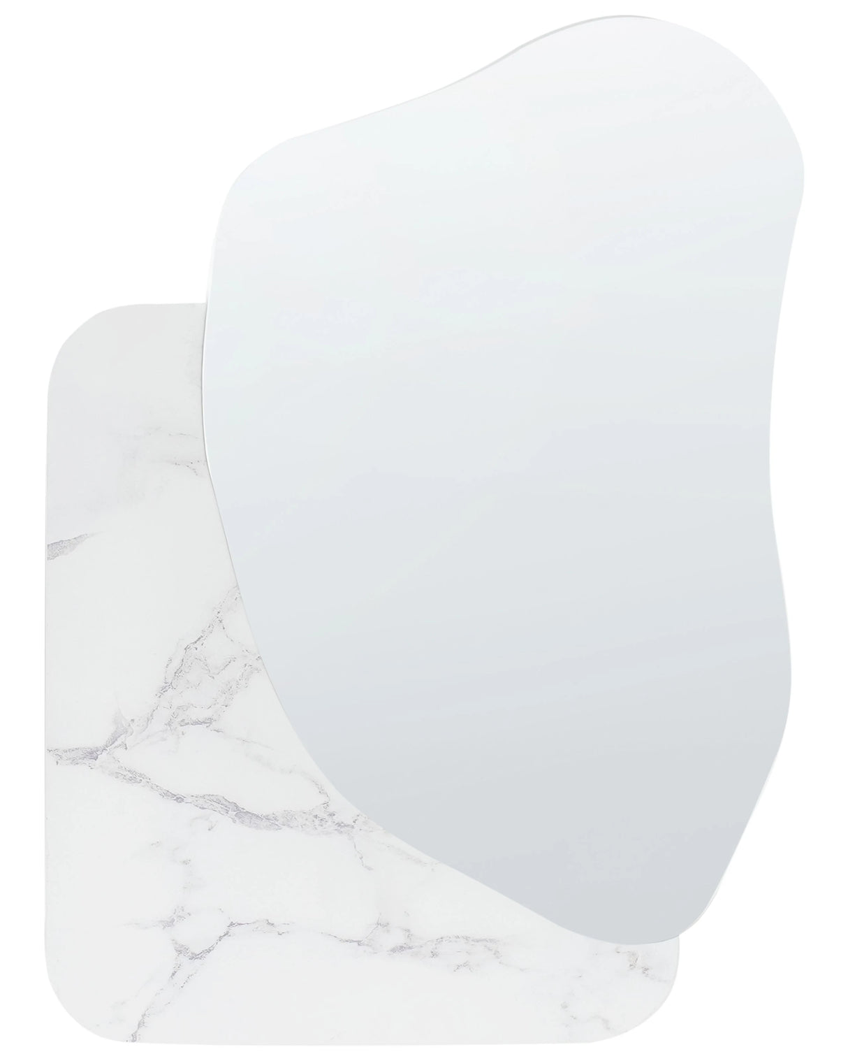 Wall Mirror White Marble MDF 80 x 60 cm Decorative Hanging Modern Style Asymmetrical Home Accessories Beliani