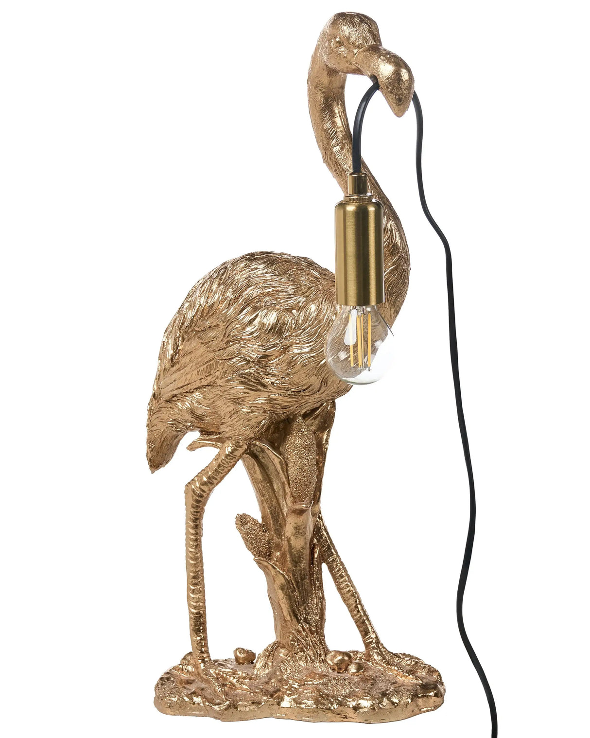 Table Lamp Gold Polyresin Animal-Themed Bedside Light Reading Lamp Flamingo Shape Living Room Bedroom Glam Style Beliani