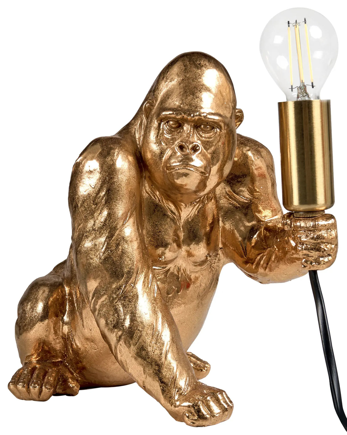 Table Lamp Gold Polyresin Bedside Light Gorilla Shape Reading Lamp Animal-Themed Living Room Bedroom Glam Style Beliani