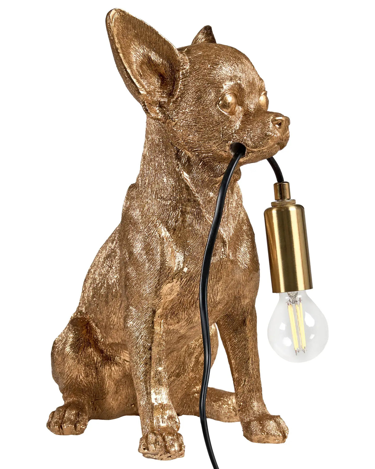Table Lamp Gold Polyresin Bedside Light Dog Shape Reading Lamp Animal-Themed Living Room Bedroom Glam Style Beliani