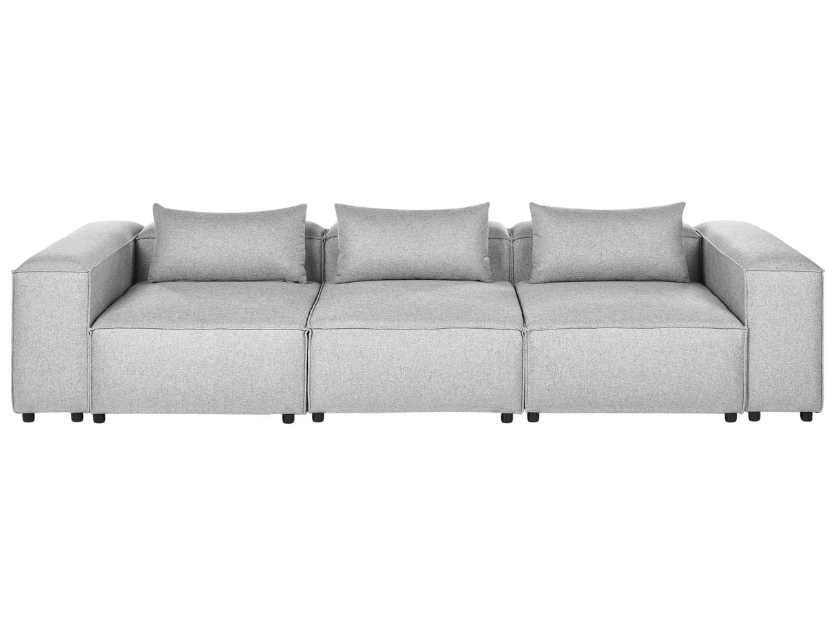 3 Seater Modular Sofa Grey Fabric Modern Couch Living Room Beliani