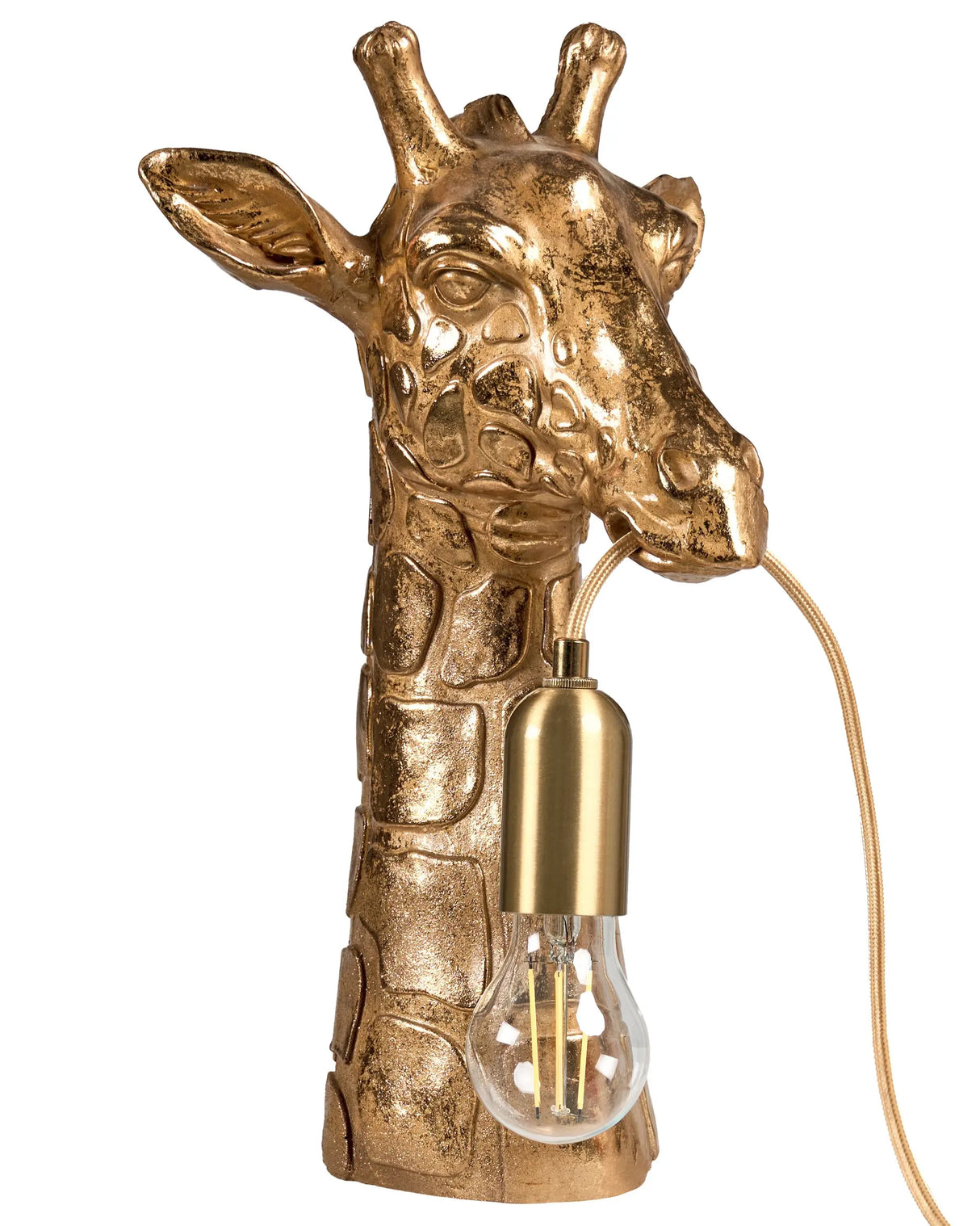 Table Lamp Gold Polyresin Bedside Light Giraffe-Shaped Reading Lamp Animal-Themed Living Room Bedroom Glam Cottage Style Beliani