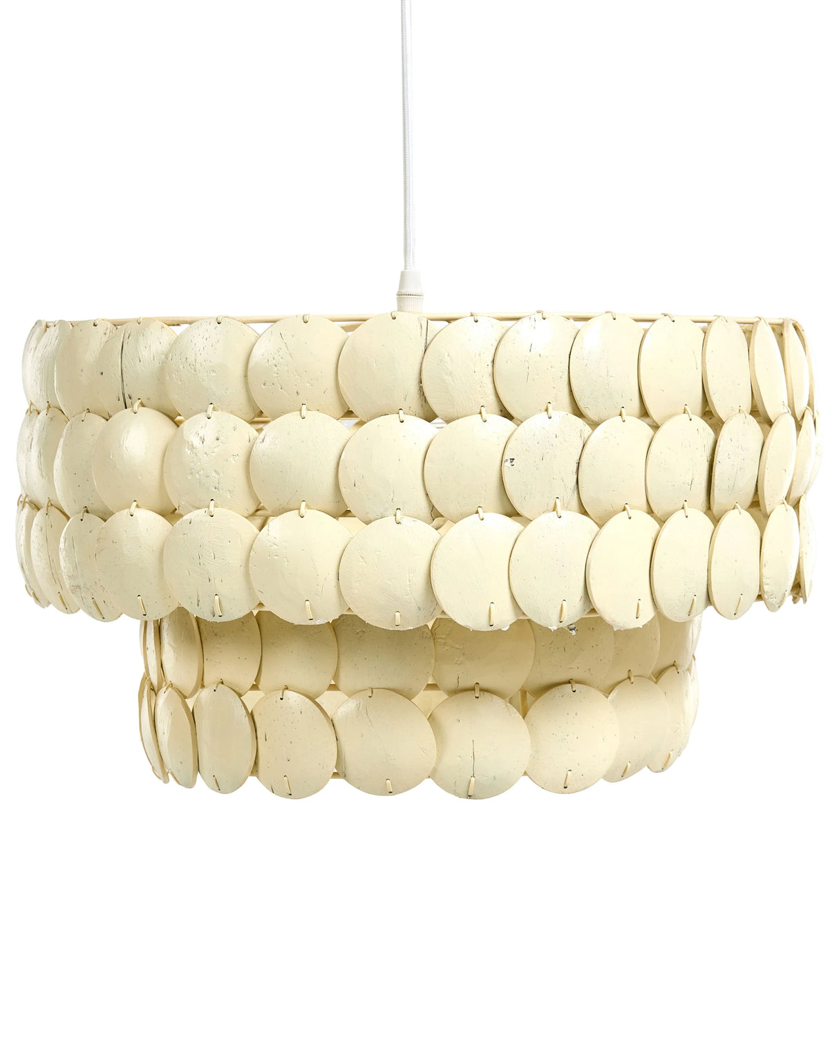 Chandelier Light Beige Coco Shells Pendant Lamp Boho Style Beliani