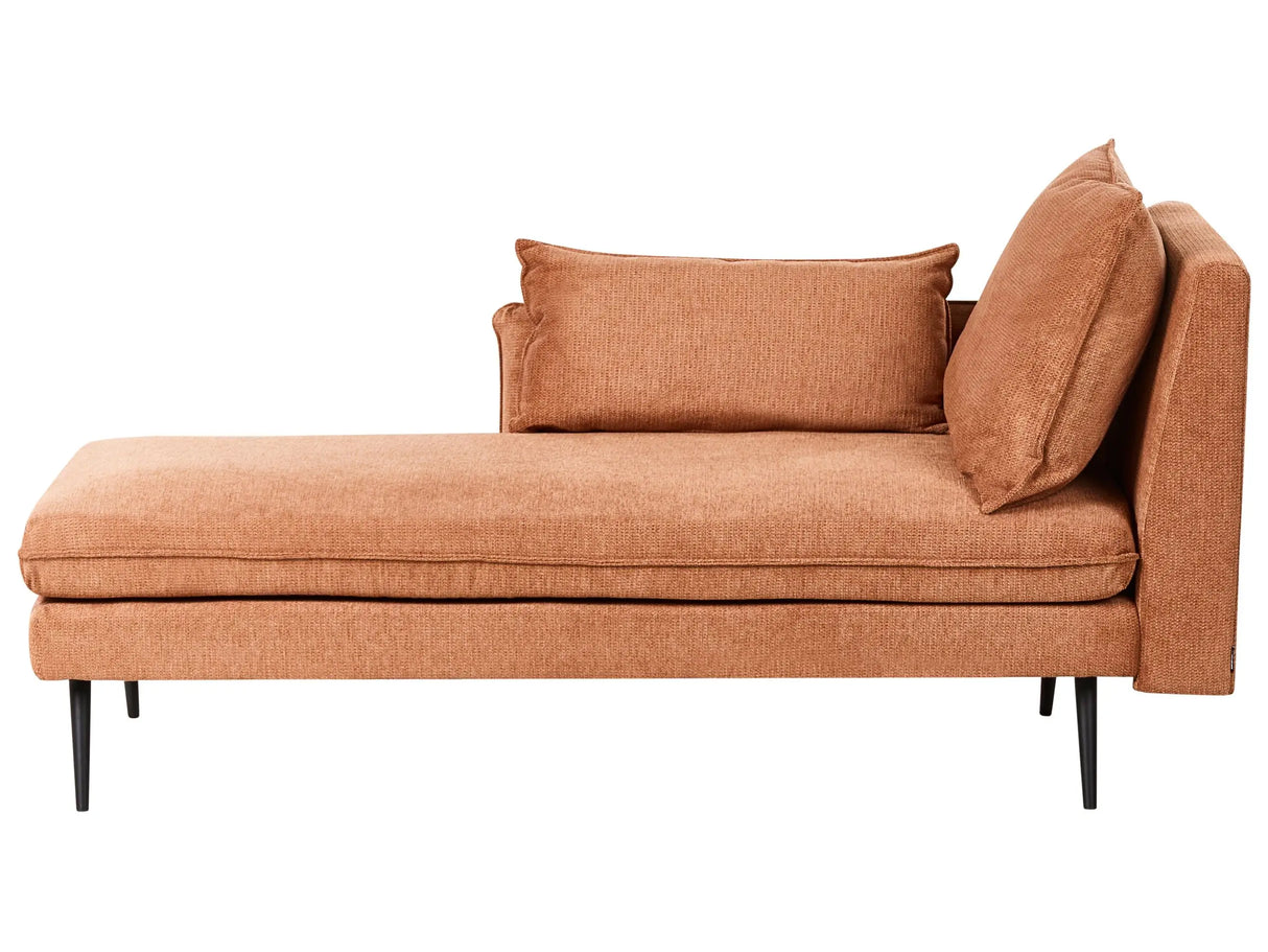 Right Hand Chaise Lounge Orange Fabric with Scatter Cushions Water Repellent Daybed Minimalistic Style Beliani