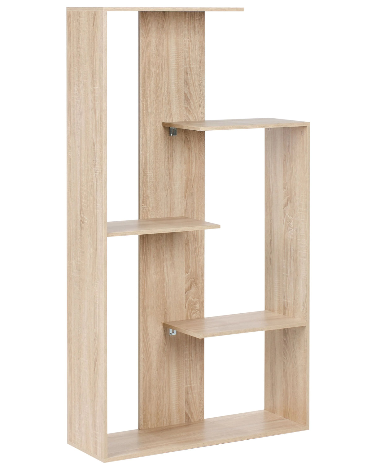 3 Tier Bookcase Light Brown Shelves Particle Board Frame Open Back Irregular Design Storage Minimalist Style Beliani