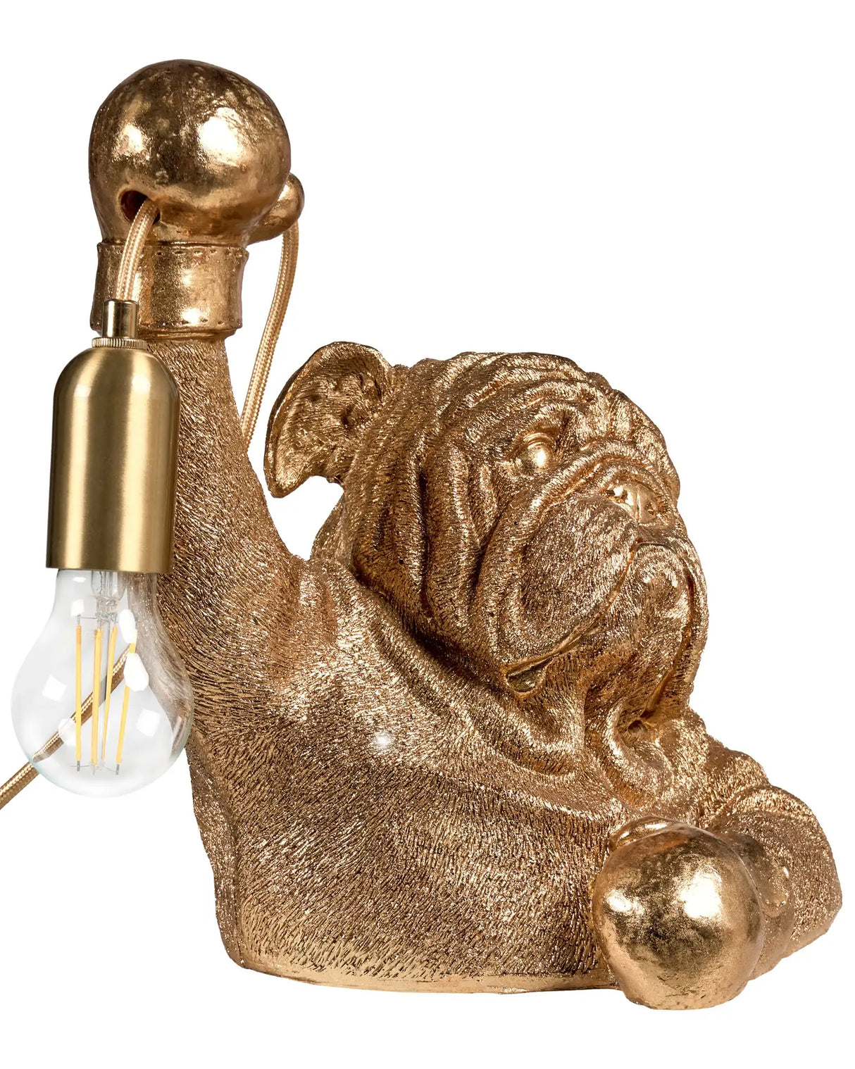 Table Lamp Gold Polyresin Animal-Themed Bedside Light Reading Lamp Dog Shape Living Room Bedroom Glam Style Beliani