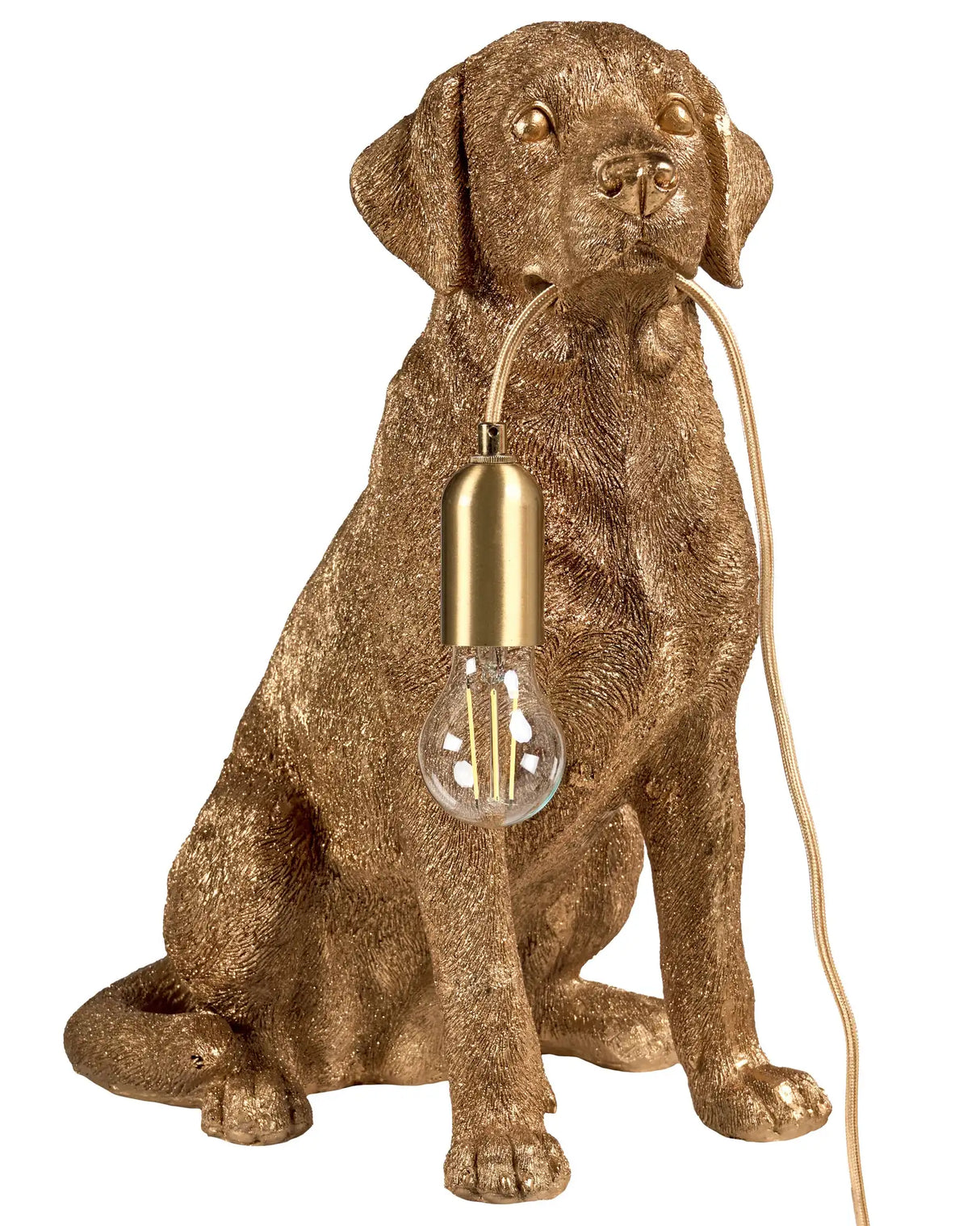 Table Lamp Gold Polyresin Animal-Themed Bedside Light Reading Lamp Dog Shape Living Room Bedroom Glam Style Beliani