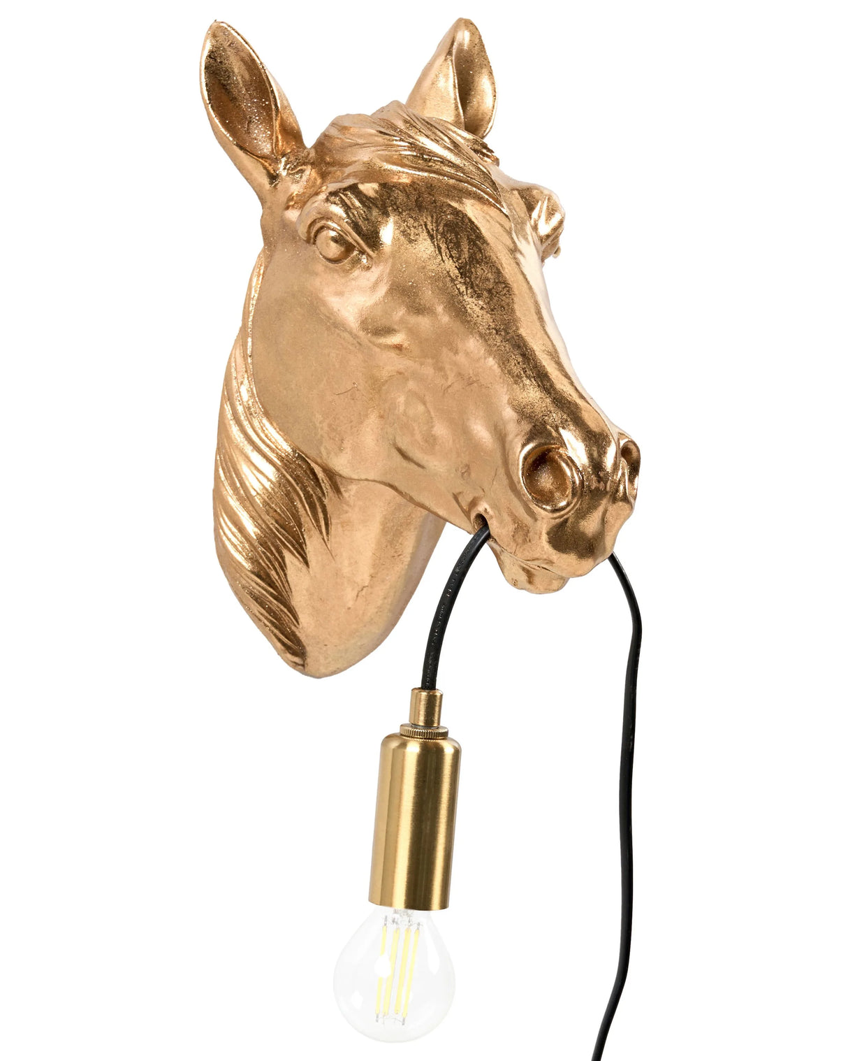 Wall Lamp Gold Polyresin Bedside Light Reading Lamp Horse Shape Animal-Themed Living Room Bedroom Glam Style Beliani