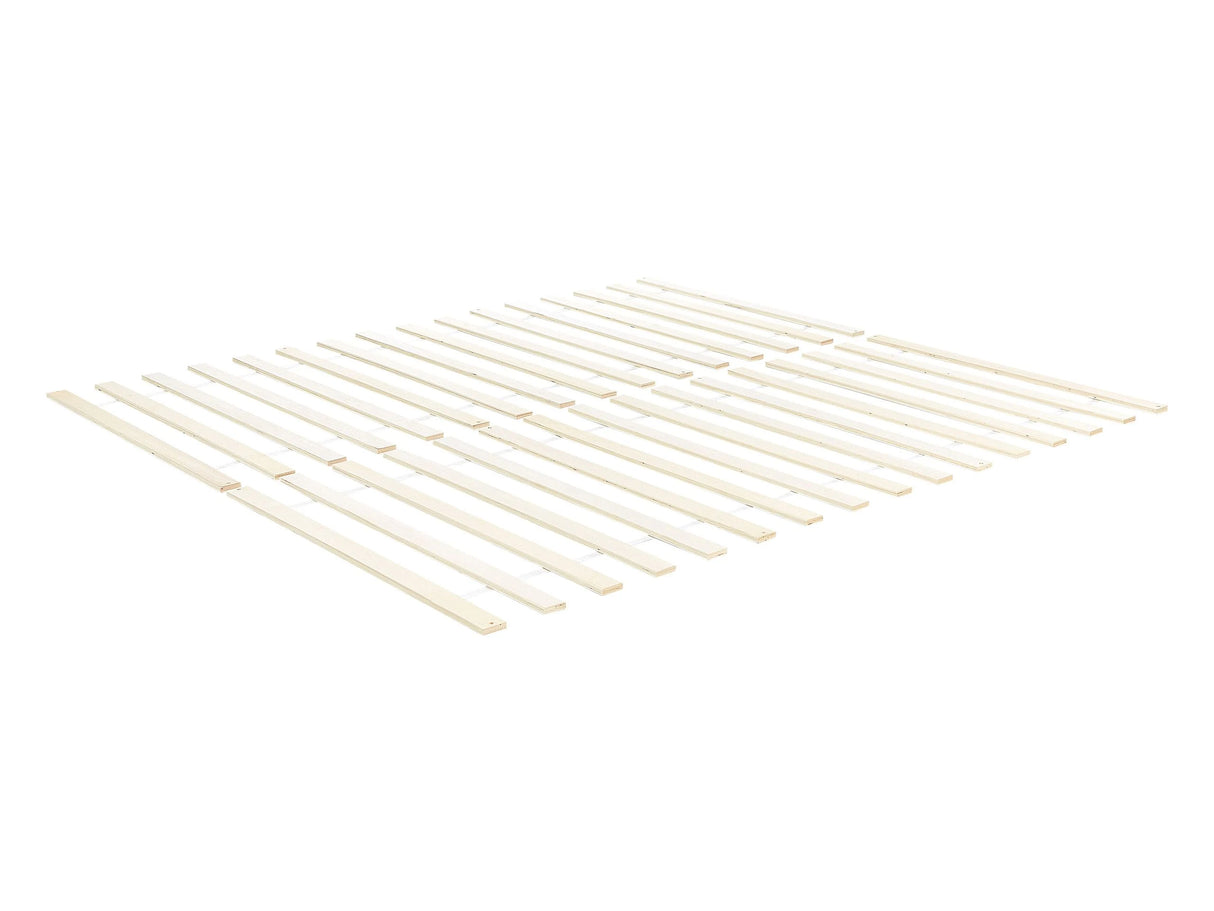 Slatted Bed Base Light Wood EU Single Size 4ft6 Flat Support Slats Rolled Beliani