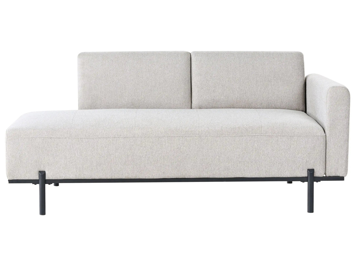 Right Hand Chaise Lounge Light Grey Faux Linen Minimalistic Style Metal Legs Living Room Chaise Beliani