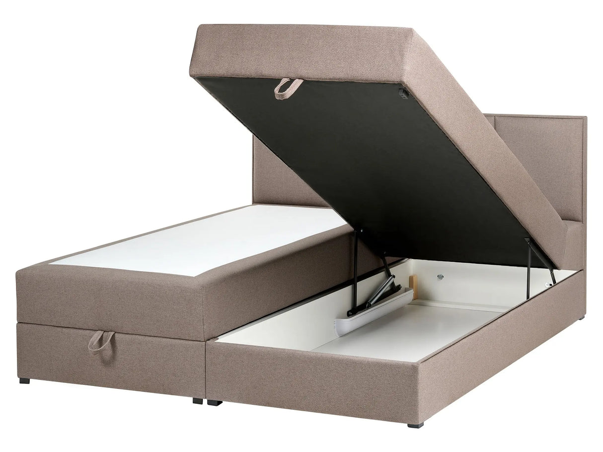EU King Size Divan Bed with Storage Taupe Fabric 5ft3 with Mattress Beliani