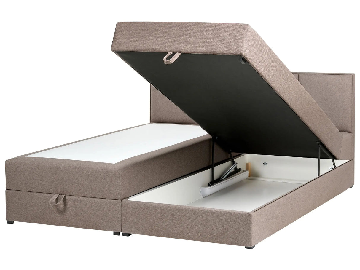 EU Super King Size Divan Bed with Storage Taupe Fabric 6ft with Mattress Beliani