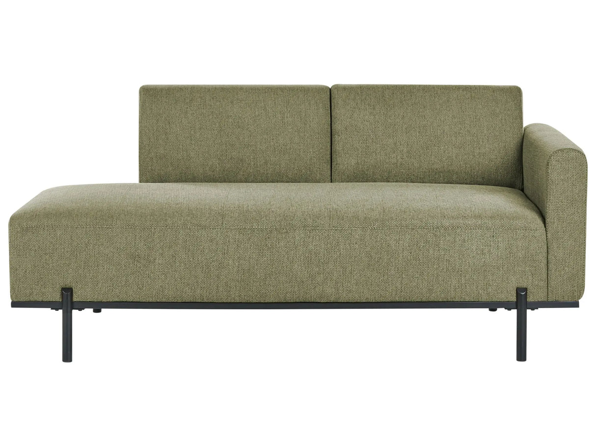 Right Hand Chaise Lounge Green Faux Linen Minimalistic Style Metal Legs Living Room Chaise Beliani