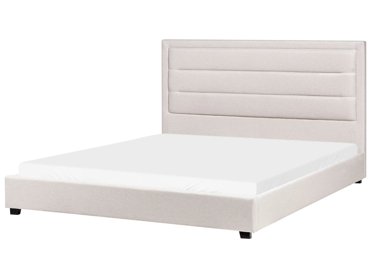 Waterbed Light Beige Polyester Fabric Upholstery EU Super King Size 6ft Modern Design Padded Headboard Beliani
