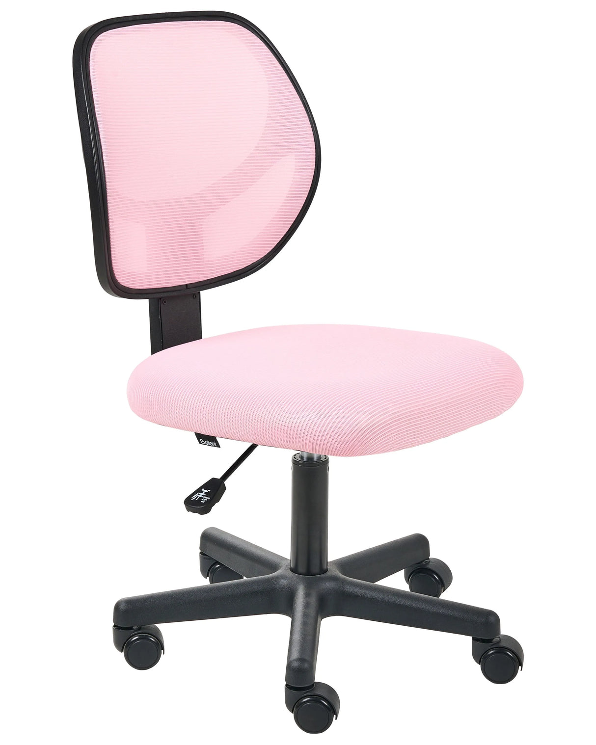Office Chair Pastel Pink Mesh Fabric Upholstery Armeless Design Full Swivel Seat Height Adjustment Beliani