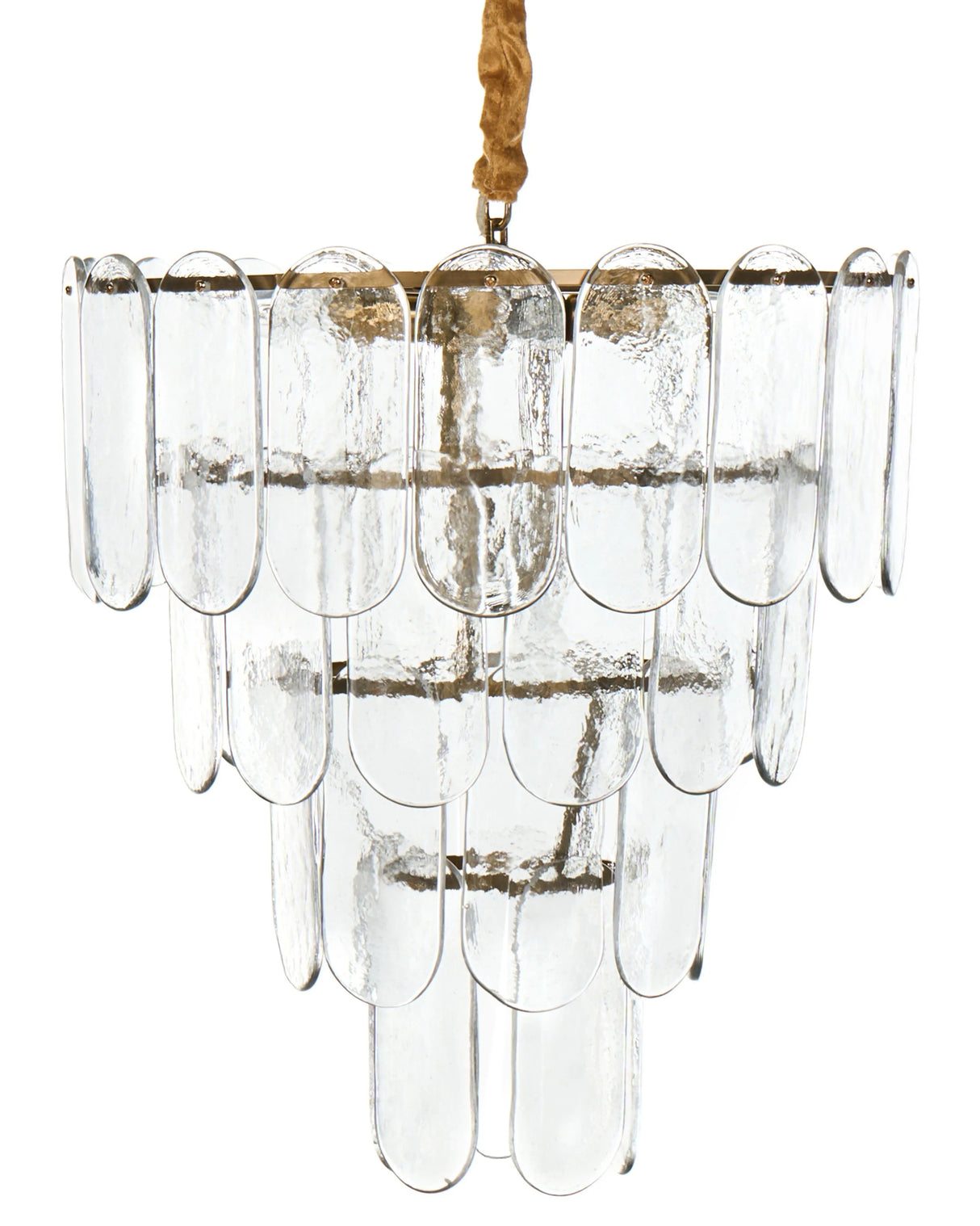 Chandelier Brass Metal and Glass 48 cm Pendant Lamp Glamour Style Beliani