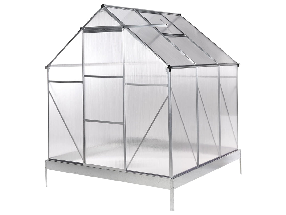 Garden Greenhouse Silver Polycarbonate Sheets Aluminum Frame Walk-In Sliding Doors UV Protection Beliani