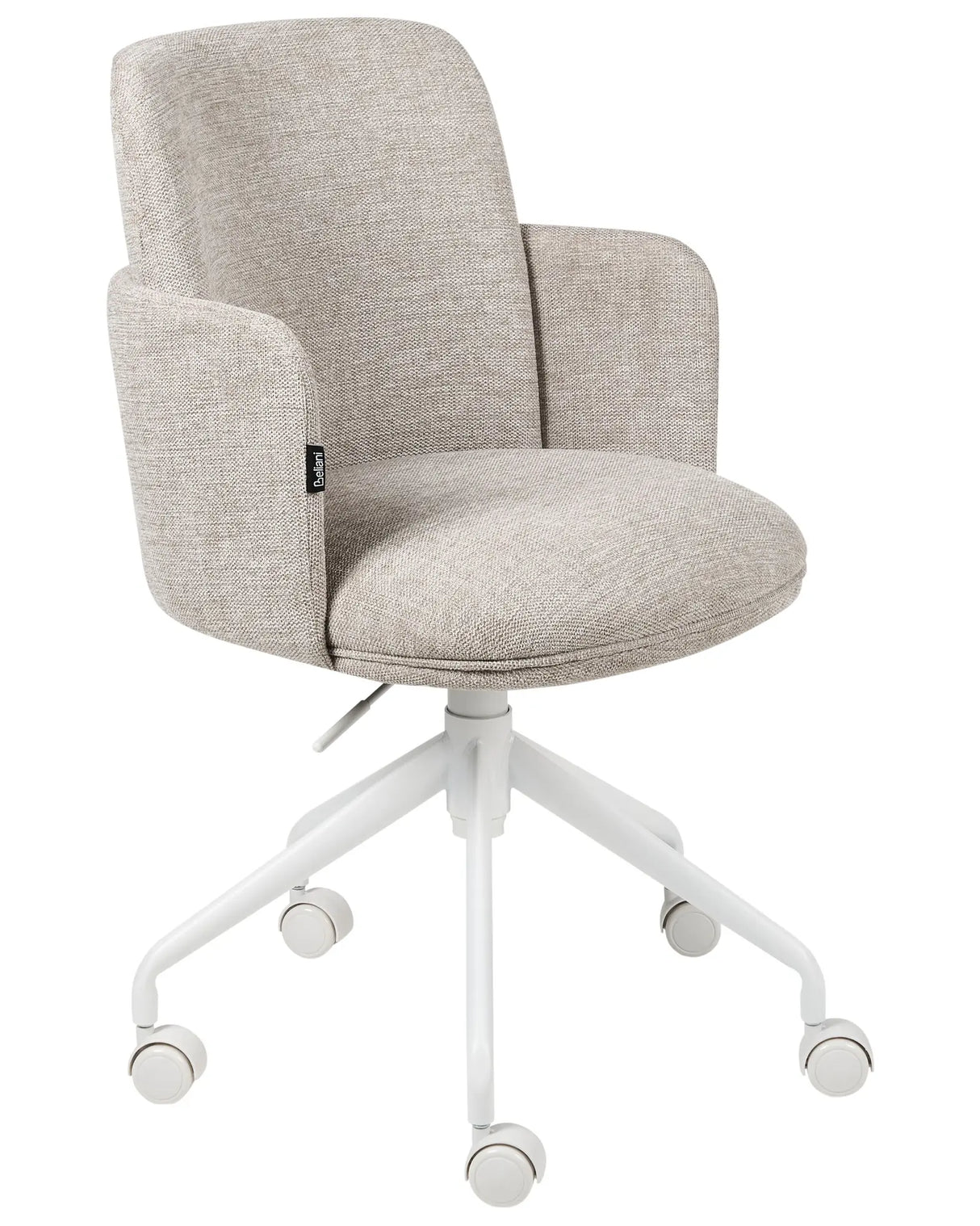 Office Chair Beige Fabric Upholstery Swivel Side Occassional Chair Seat Height Adjustment Beliani