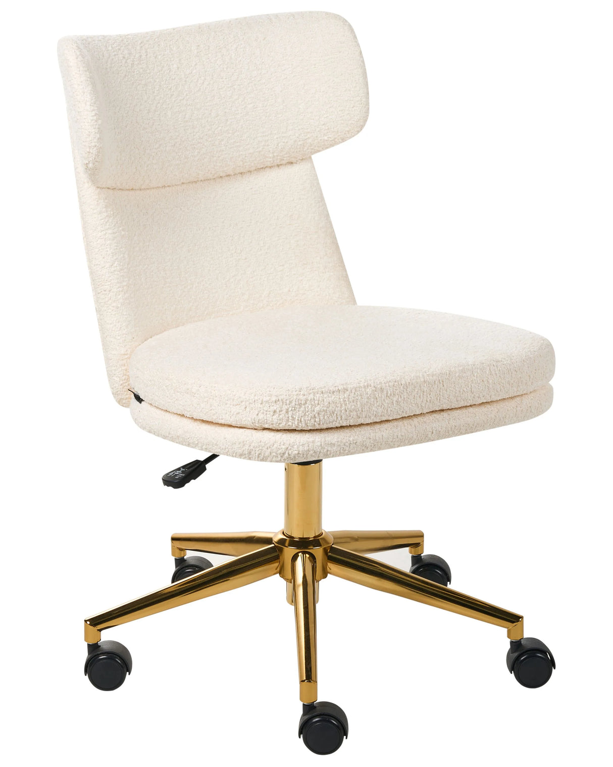 Office Chair Off White Boucle Fabric Upholstery Armeless Design Full Swivel Seat Height Adjustment Beliani