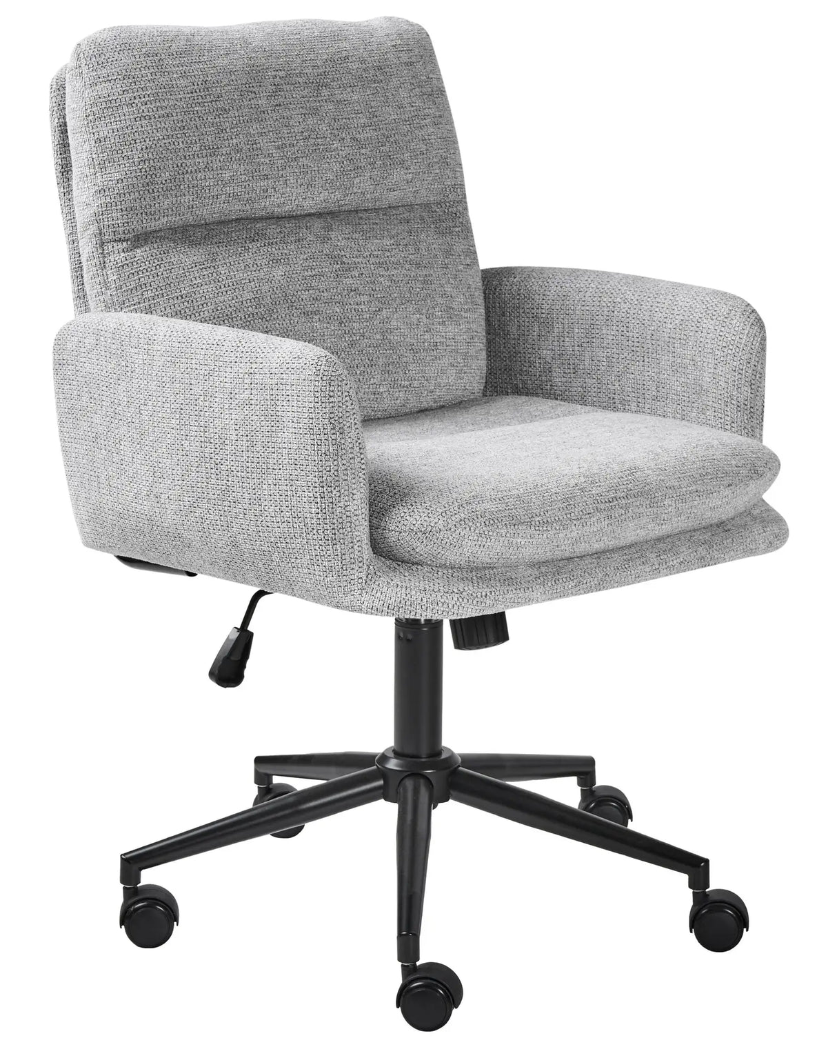 Office Chair Light Grey Fabric Upholstery Swivel Side Occassional Chair Seat Height Adjustment Beliani