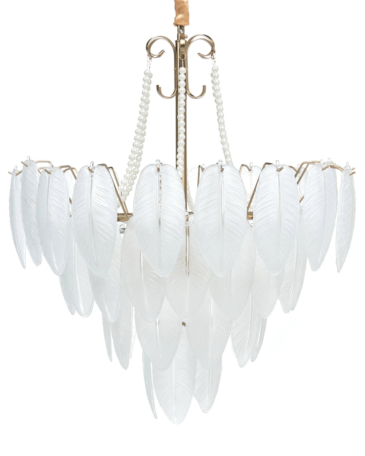 Chandelier Brass Metal and Glass 60 cm Pendant Lamp Glamour Style Beliani