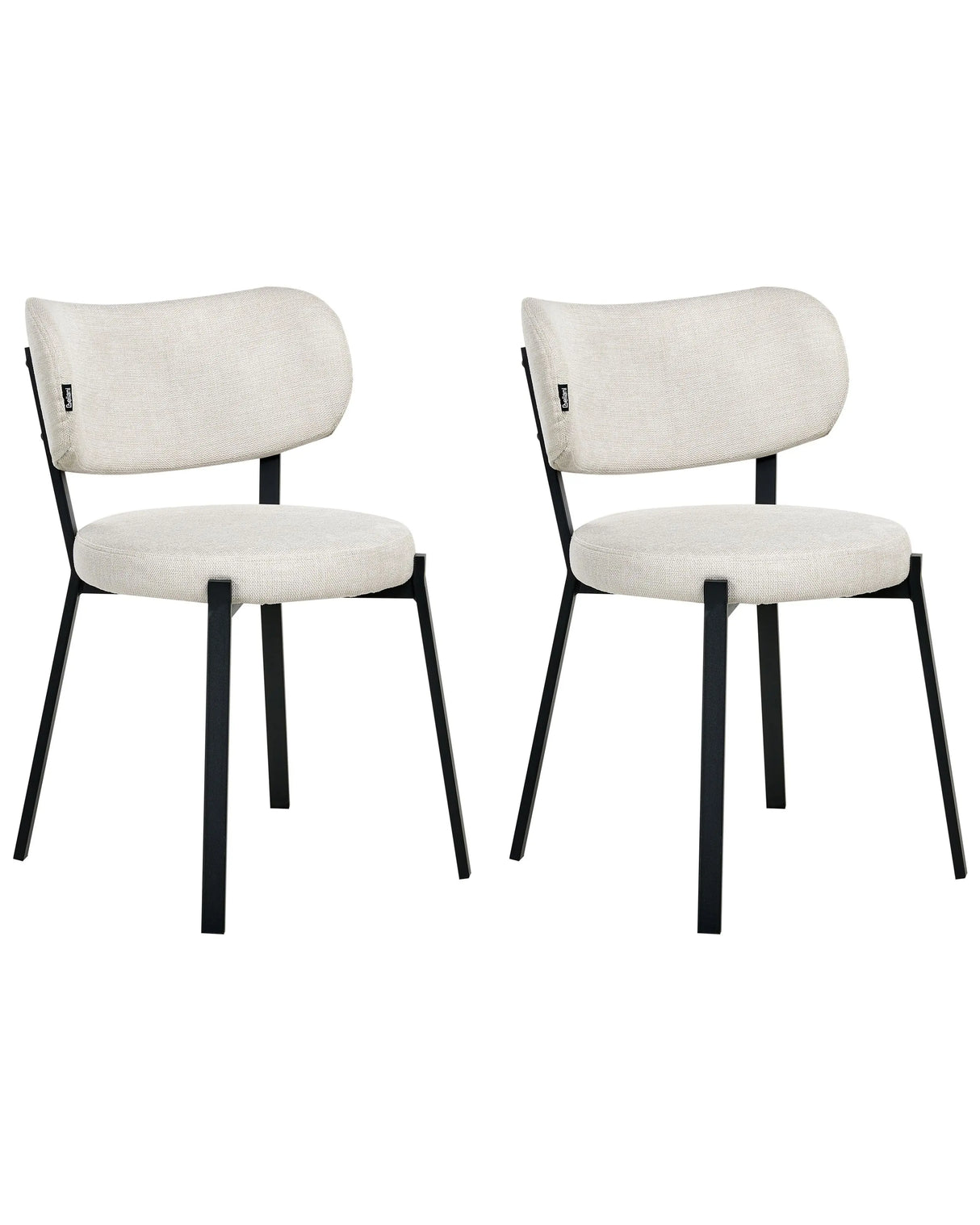 Set of 2 Dining Chairs Light Beige Fabric Upholstery Padded Seat Sleek Metal Legs Beliani