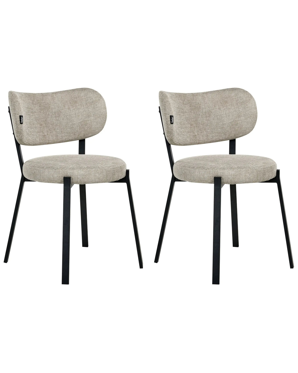 Set of 2 Dining Chairs Beige Fabric Upholstery Padded Seat Sleek Metal Legs Beliani