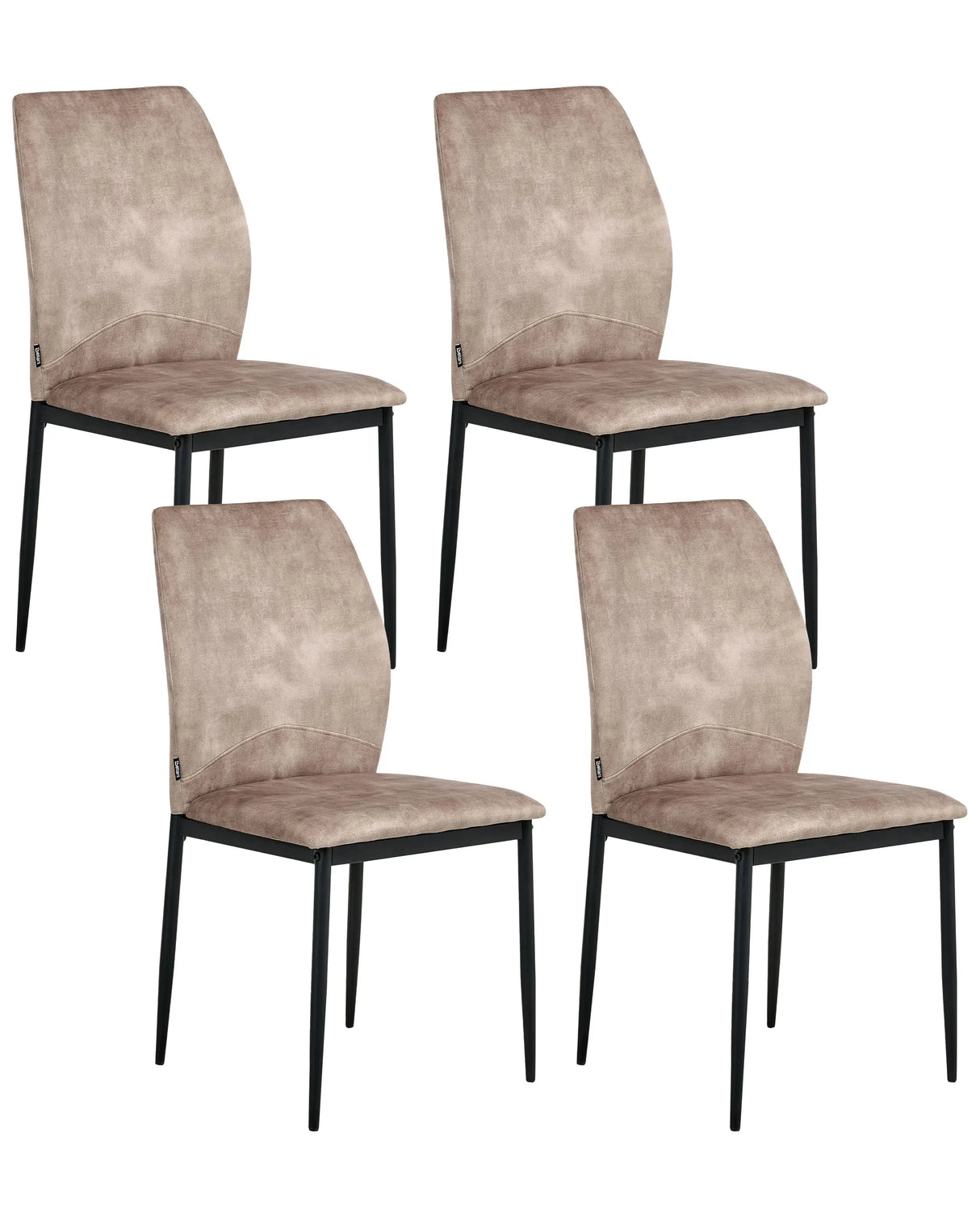 Set of 4 Dining Chairs Taupe Fabric Upholstery Padded Seat Sleek Metal Legs Beliani